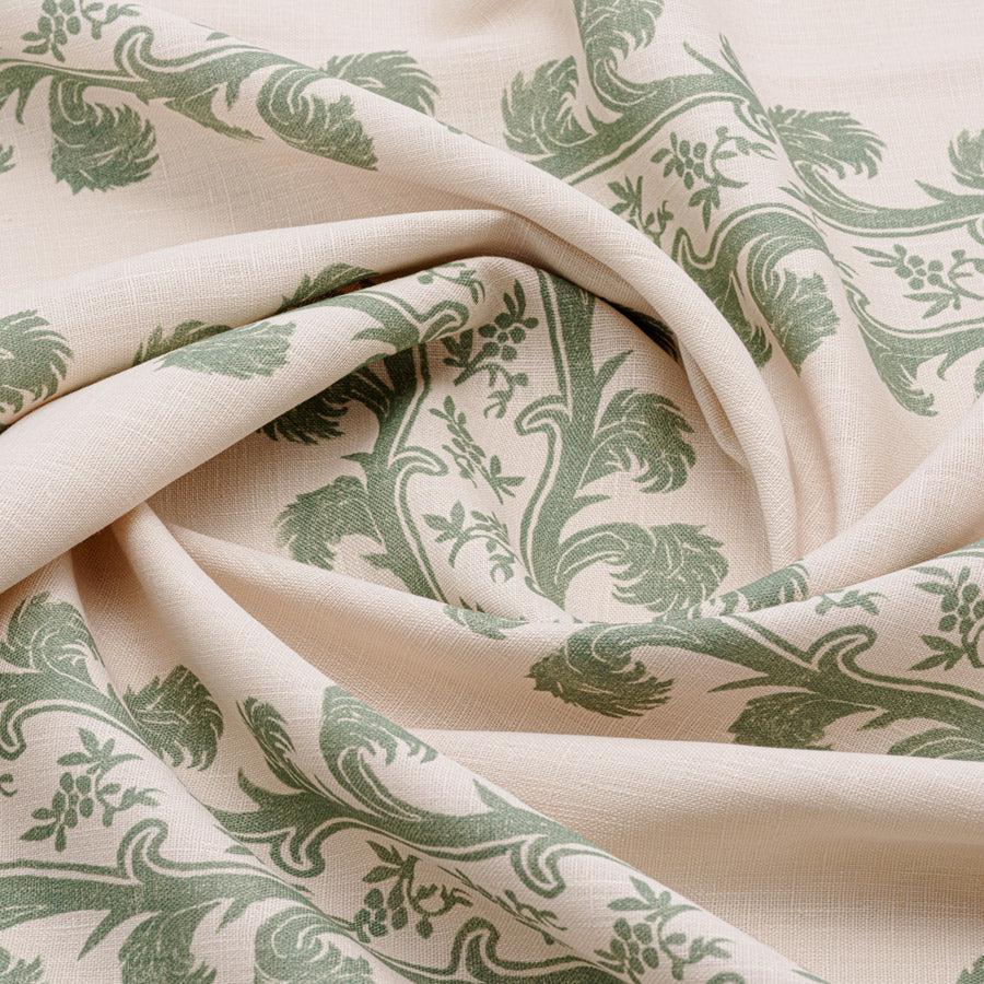 Premium Plume Stripe Linen Fabric - Forest Green Color - Perfect for Home Decor, DIY Crafts & Upholstery Projects
