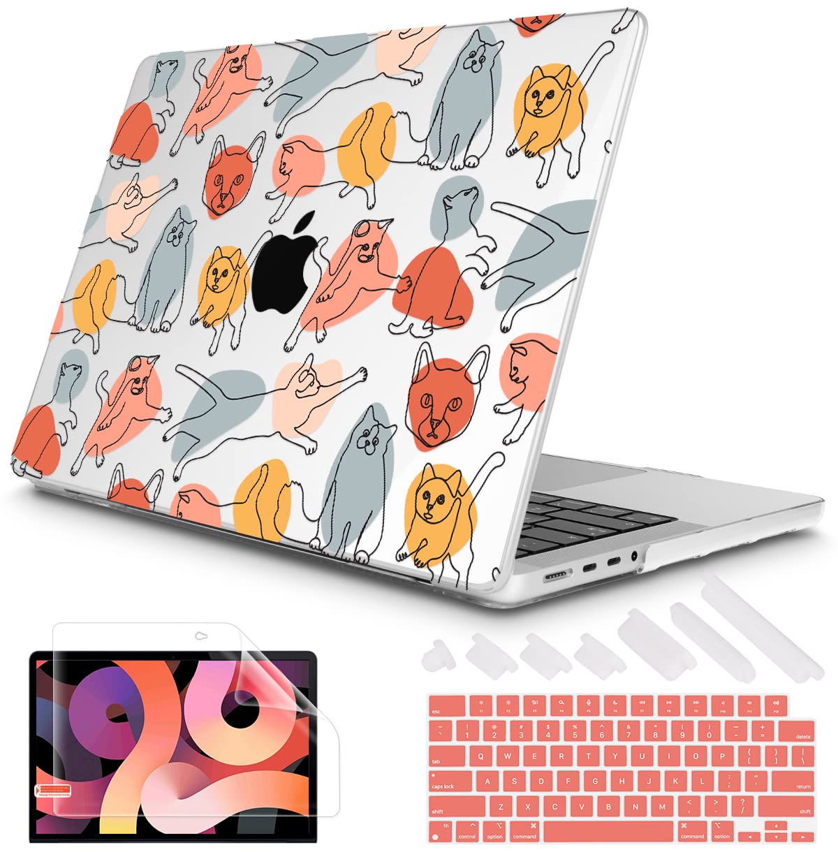 Durable Hard Shell Case for MacBook Pro 16 Inch (2021-2022 Model A2485 M1 Pro/Max) with Keyboard Cover & Screen Protector - Funny Kittens Design - Perfect for Work, Travel & Home Office Protection