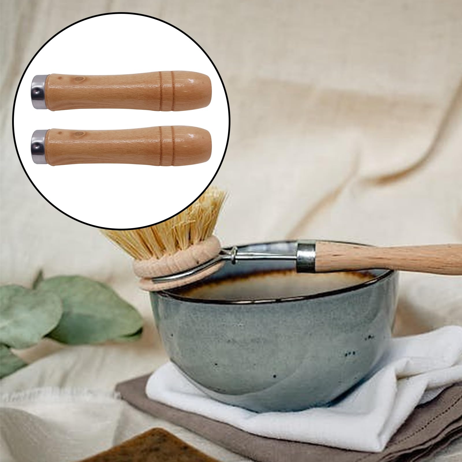 4-Piece Wooden File Handle Set with Heavy-Duty Metal Collars - Compatible with 6