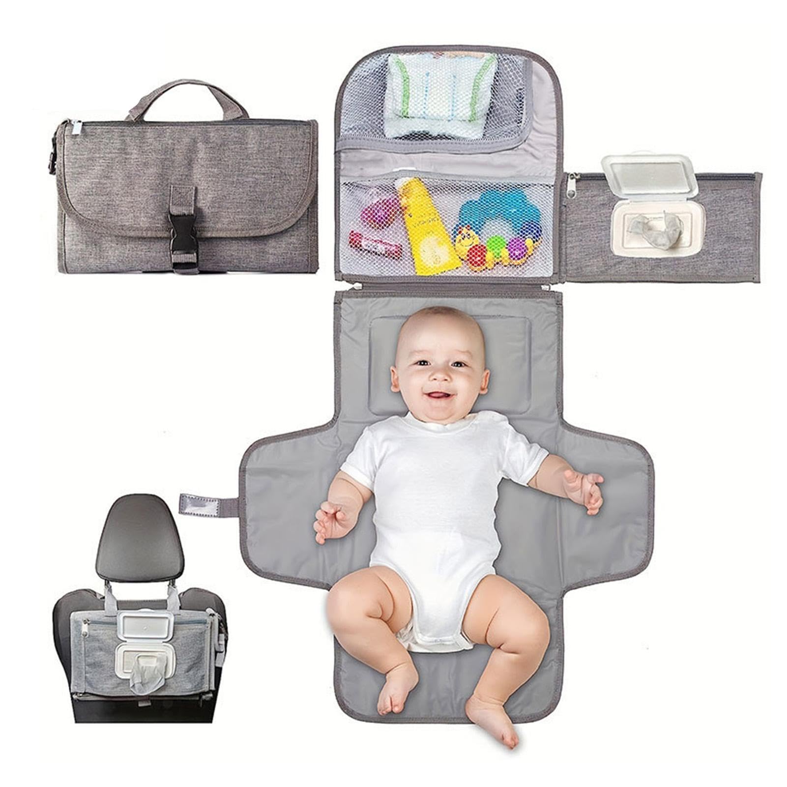 Foldable Waterproof Diaper Changing Pad for Travel - Portable Baby Changing Mat with Storage Pockets, Toddler Pee Bed Pad | Ideal for On-the-Go Parents, Airplane & Car Diaper Changes, Nursery & Daycare Use
