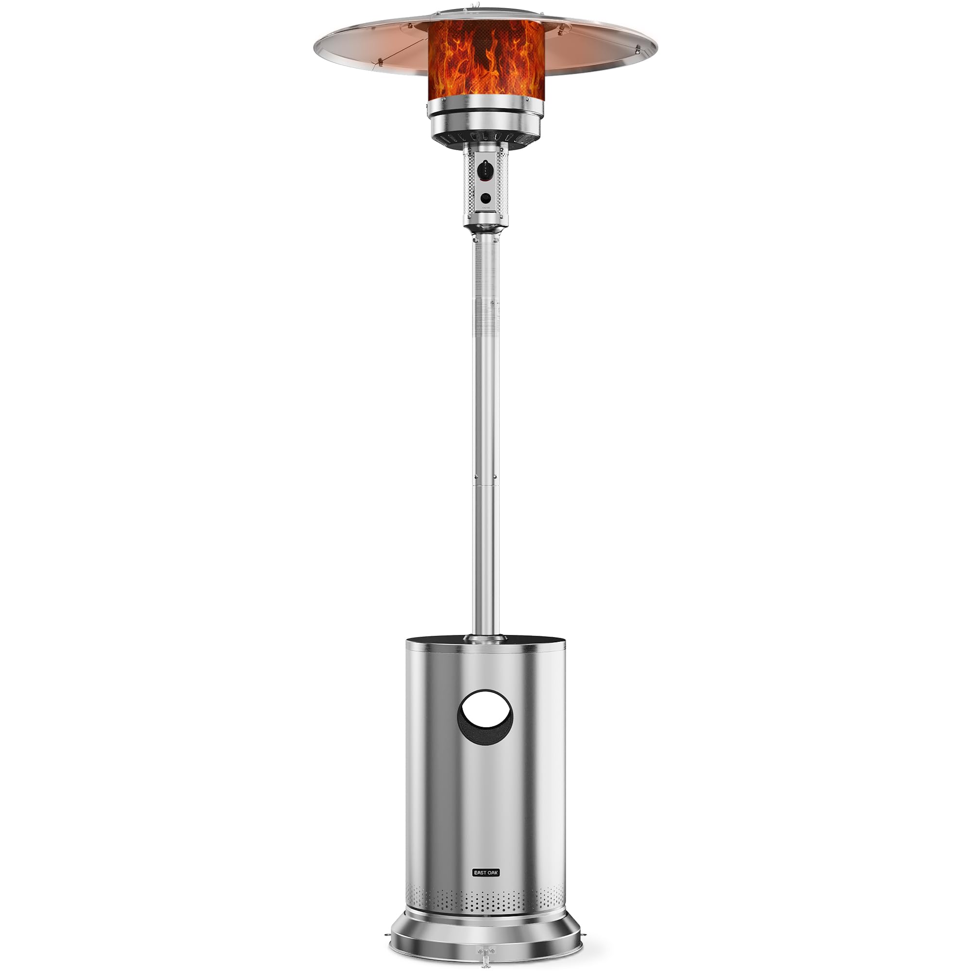 EAST OAK 48,000 BTU Outdoor Patio Heater with Round Table Design - Double-Layer Stainless Steel Burner & Wheels - Commercial & Residential Use - Perfect for Backyard, Restaurant, Cafe, and Garden Parties