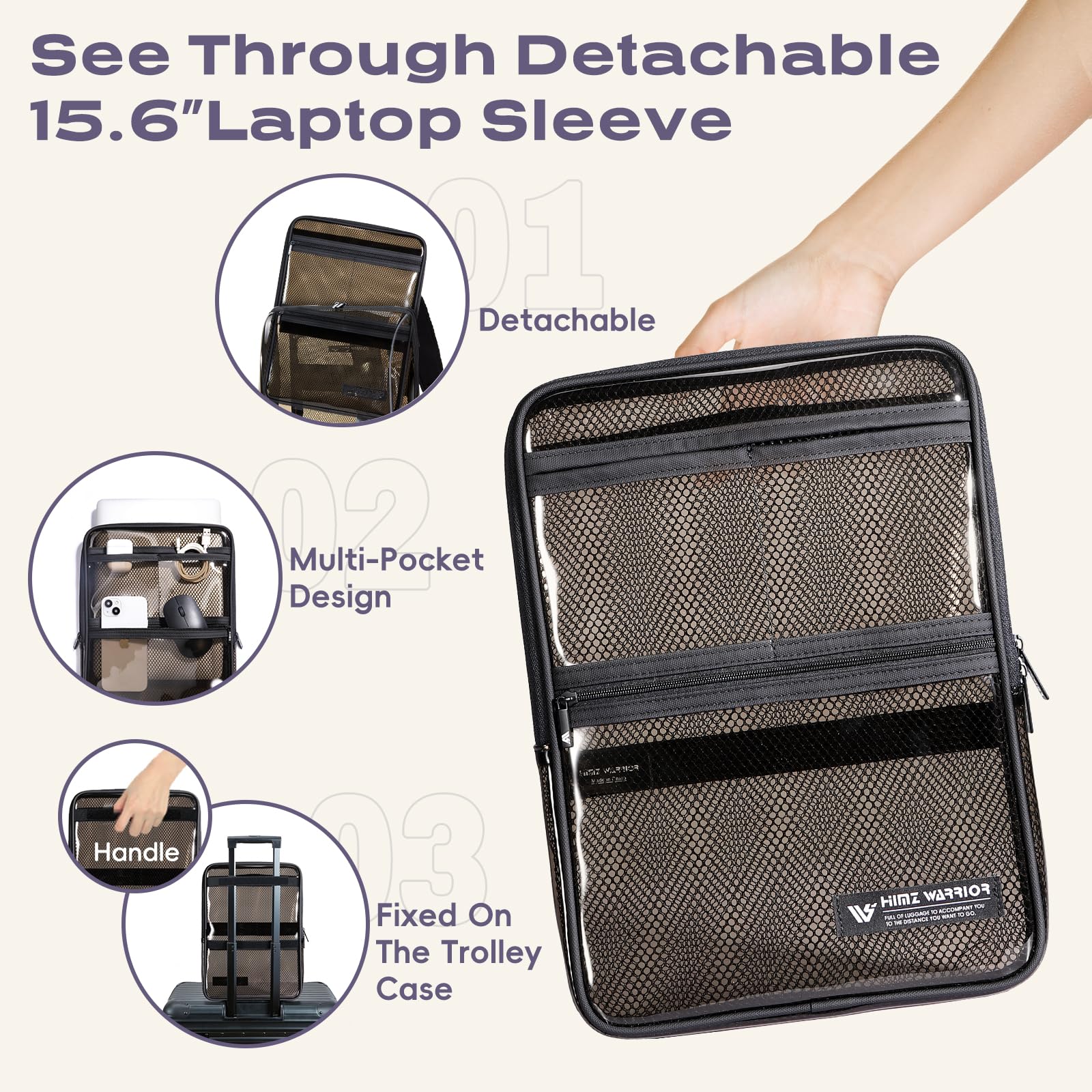 Durable Clear Backpack for Adults - Heavy Duty Transparent Laptop Backpack with Mesh Pockets for Travel, School & Work | College Backpack for Men & Women (Black) - Perfect for Airport Security, Commuting & Campus Life
