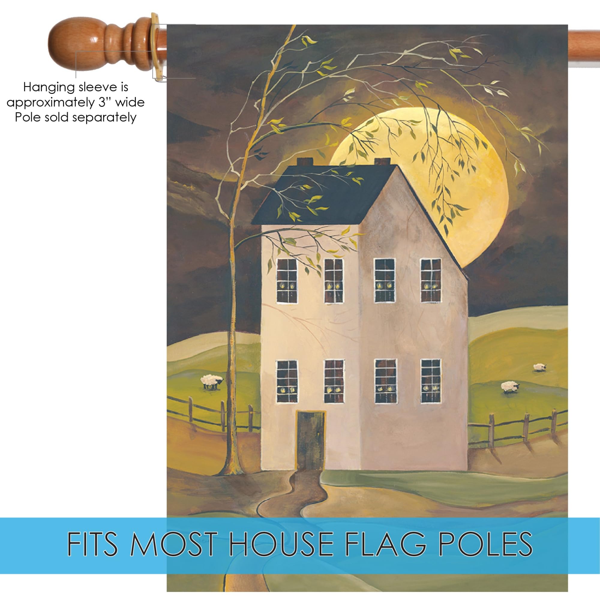 Spooky Hollow House Fall Flag 28x40 Inch - Double Sided Halloween Outdoor Garden Flag for Yard, Farm & Home Decor - Perfect for Autumn Porch, Halloween Party & Seasonal Decoration