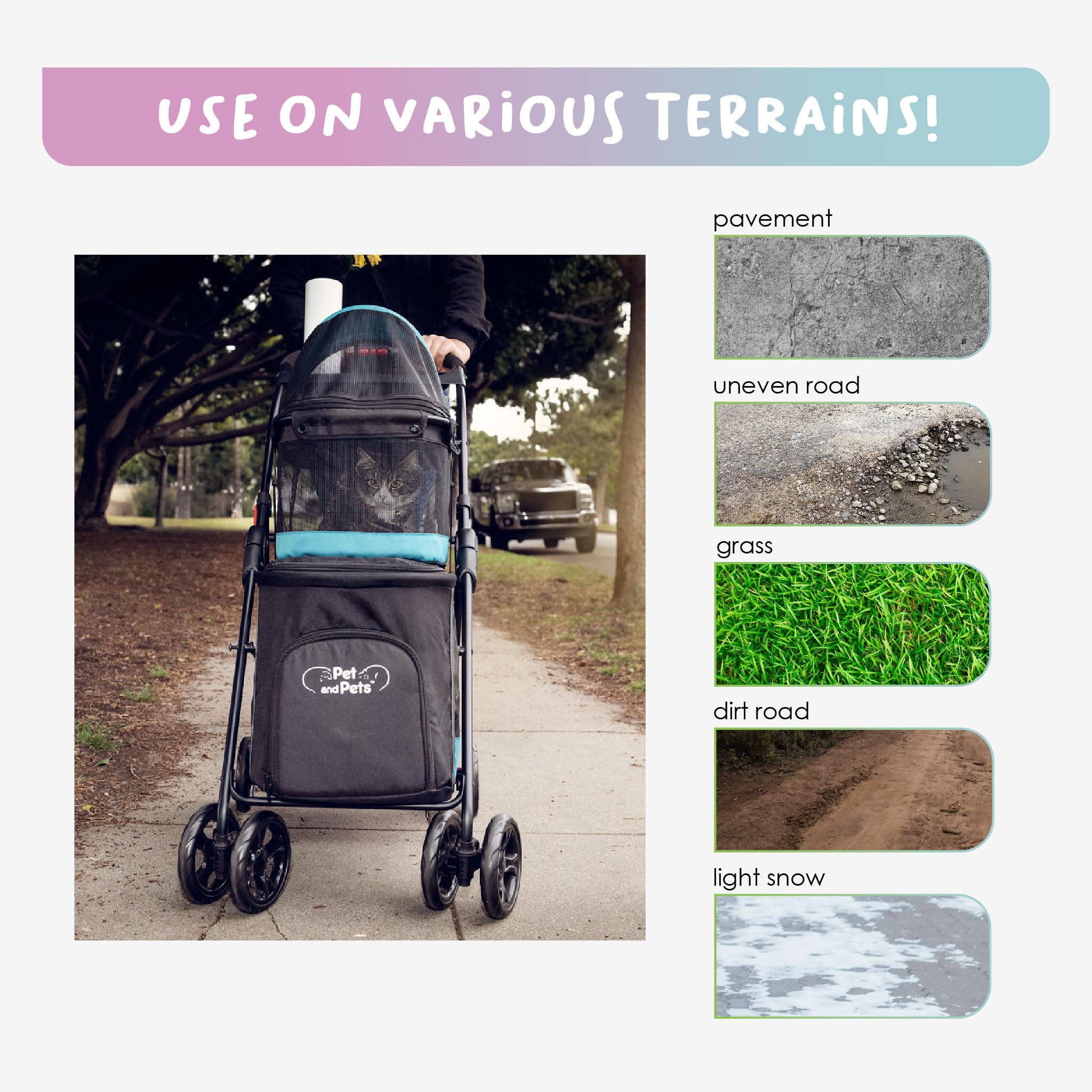PETIQUE Double Decker Pet Stroller - 11.53lb Teal for Small Dogs & Cats