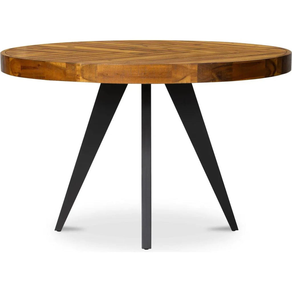 60 Inch Parq Natural Veneer Round Dining Table - Modern Wooden Kitchen Table for Small Spaces, Family Gatherings & Dinner Parties