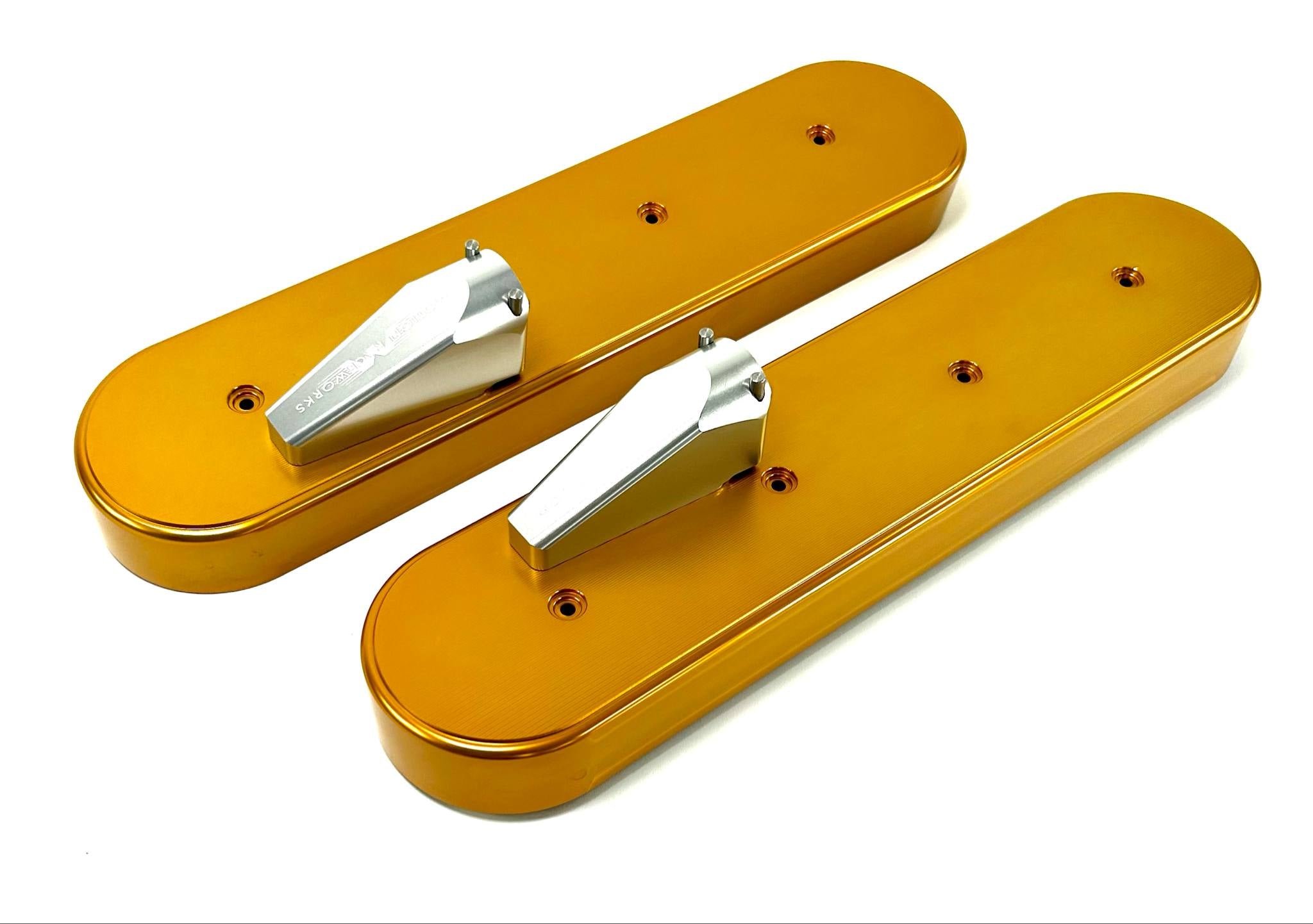 LS Race Gold Anodized Billet Aluminum Valve Covers - High Performance Engine Upgrade for Chevy, Ford, Dodge Muscle Cars & Hot Rods - Perfect for Car Shows, Racing & Custom Builds