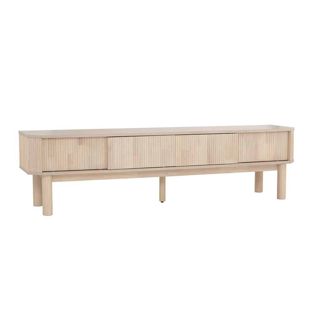 LUDLOW 200cm White Wash Oak TV Stand Entertainment Center - Modern Media Console for Living Room, Home Theater & Gaming Setup