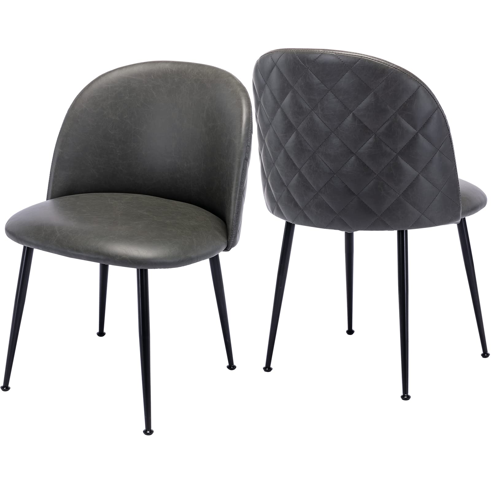 Zhenghao Modern Accent Dining Chairs Set of 2 - Faux Leather Upholstered Wingback Armless Side Chairs with Sturdy Metal Legs - Perfect for Living Room, Kitchen, Bedroom & Vanity (Grey) | Elegant Seating for Dinner Parties, Home Office & Guest Rooms
