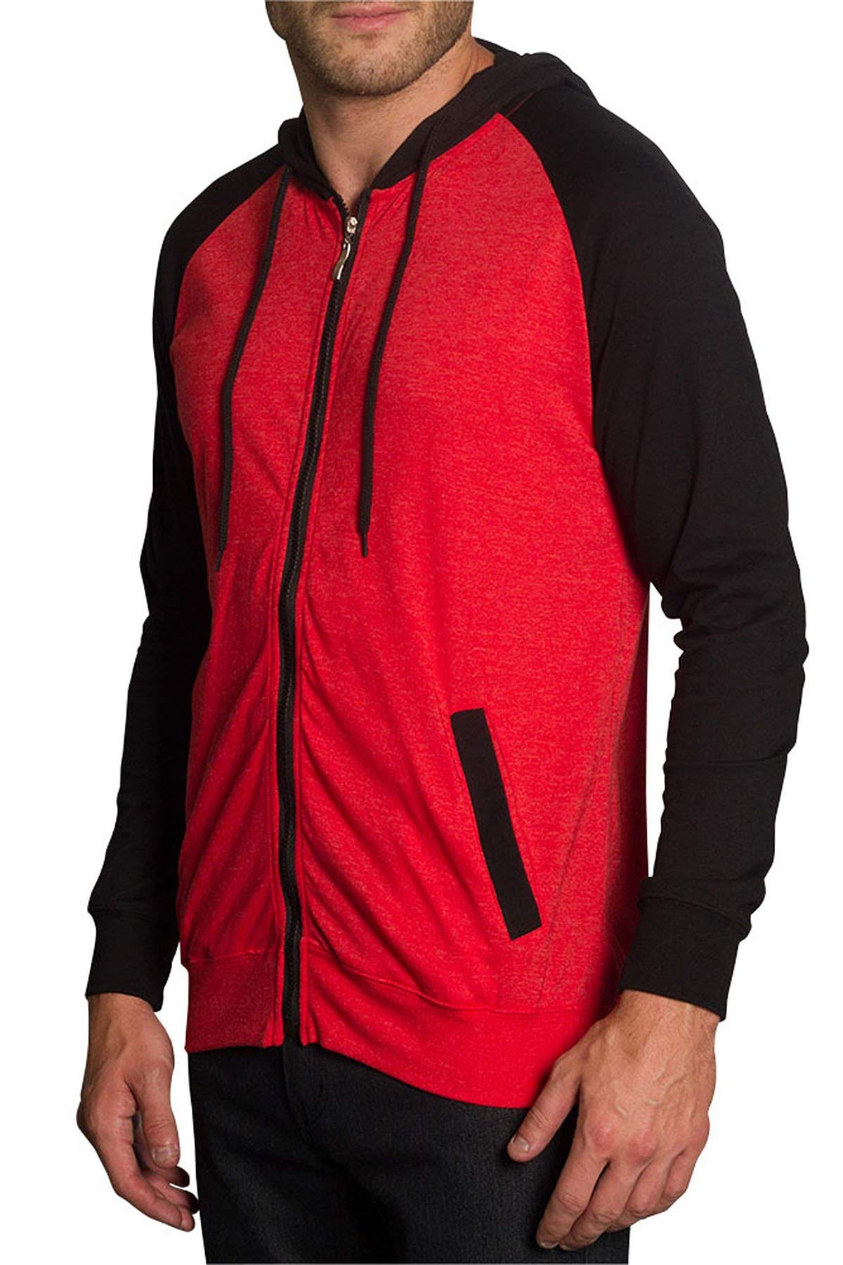 Victorious Men's Lightweight Zip-Up Hoodie Sweatshirt - Comfortable Raglan Sleeve Pullover for Casual Wear, Gym & Outdoor Activities