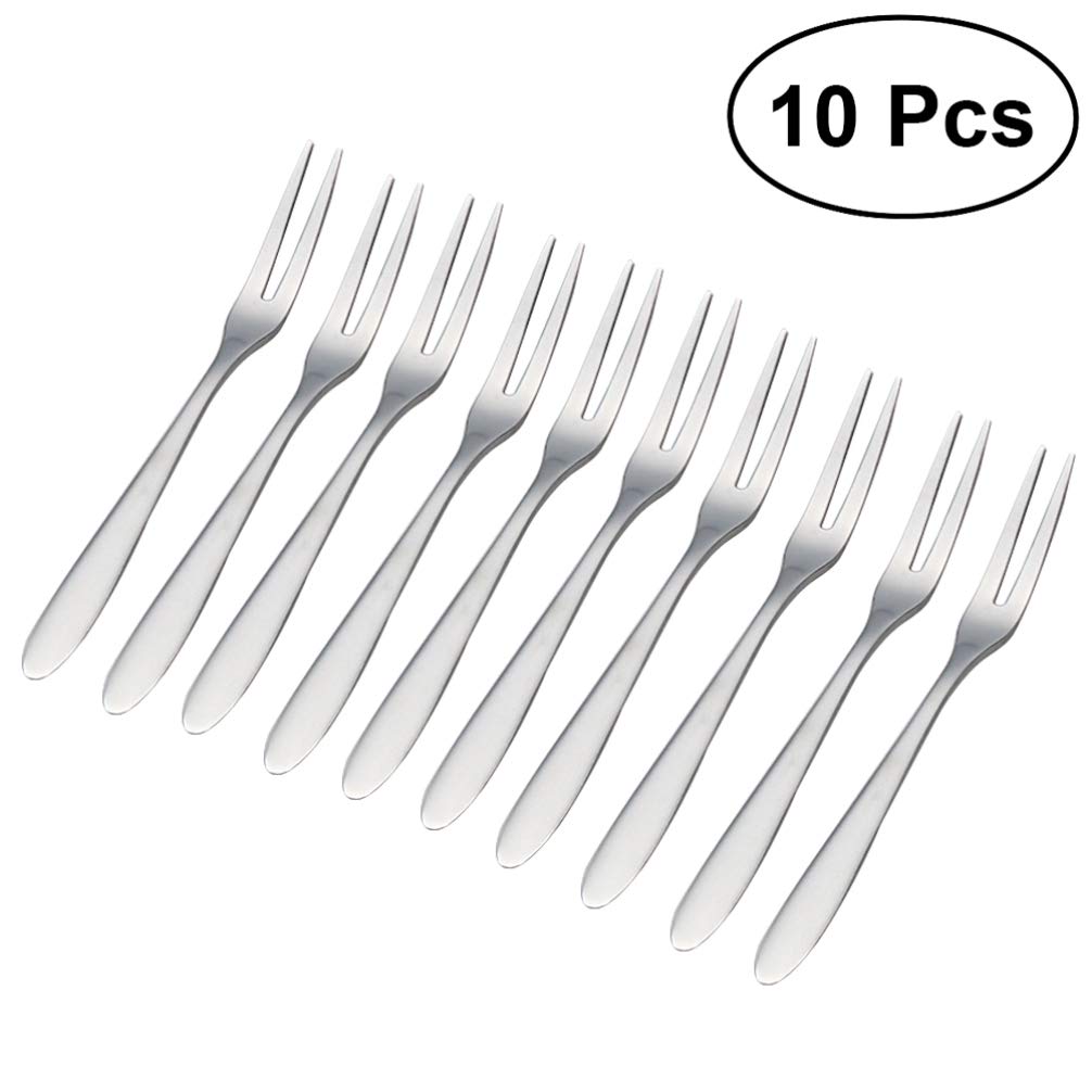 10-Piece Stainless Steel Cocktail Forks Set - Elegant Fruit Picks for Desserts, Appetizers & Party Platters - Perfect for Weddings, Cocktail Parties & Home Entertaining