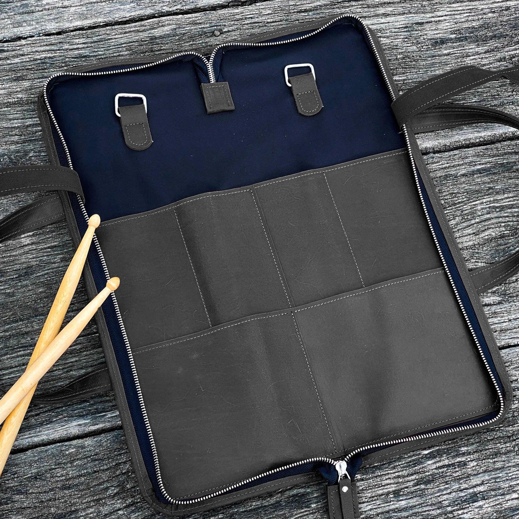 Premium Leather Drumstick Bag for Drummers - Durable & Stylish Stick Holder for Gigging, Practice & Travel