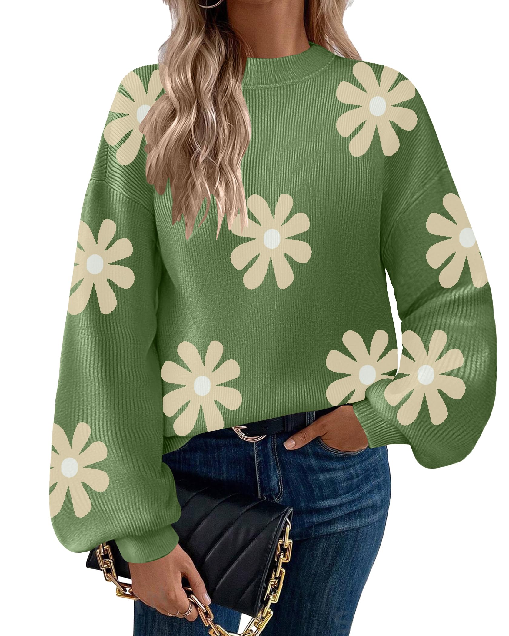 Zeagoo Women's 2025 Trendy Long Sleeve Turtleneck Pullover Sweater - Soft Lantern Knit Winter Top for Office, Dating & Casual Outfits | Fashionable Fall & Winter Clothing