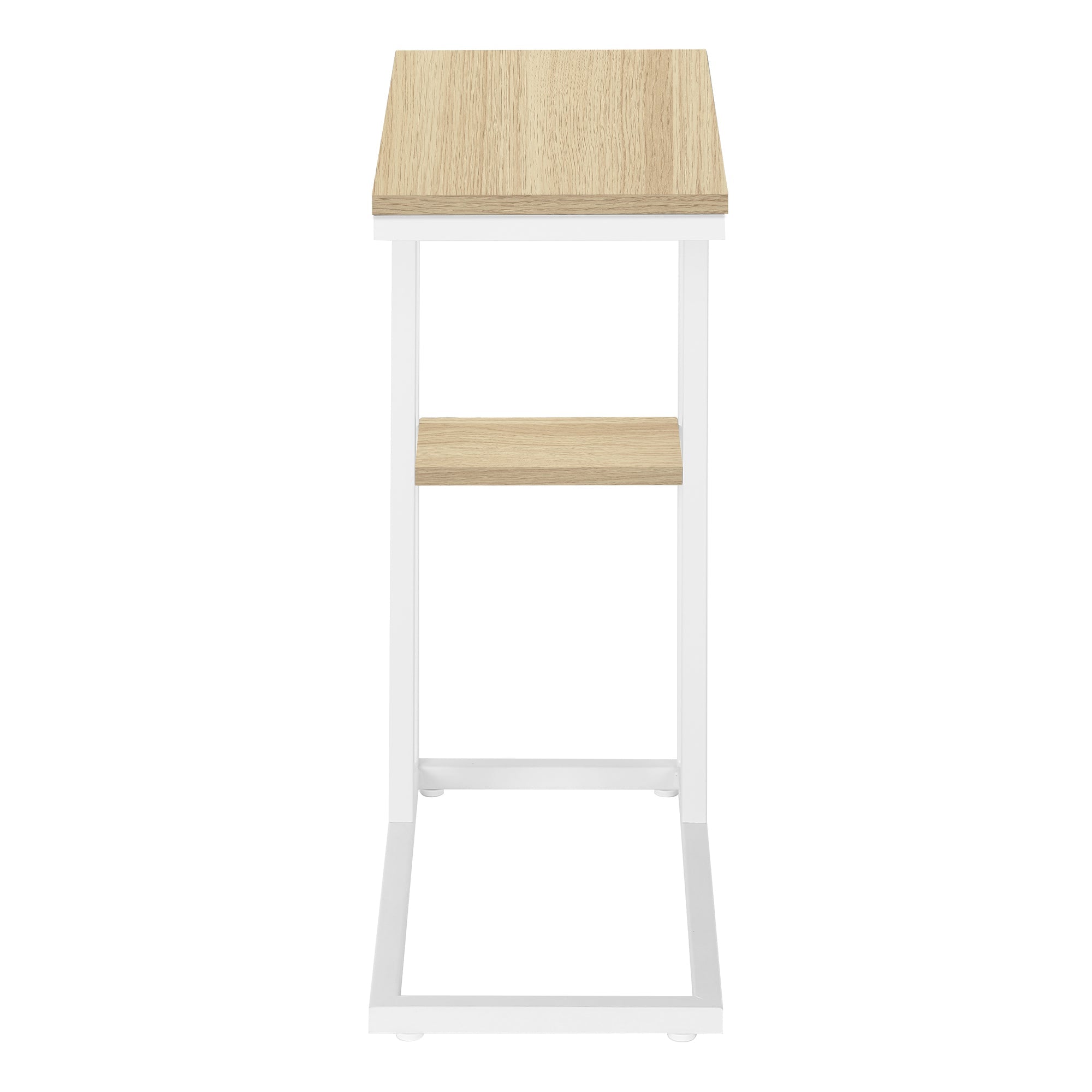 Modern Accent Table 25 Inch Height in Natural Wood & White Metal Finish - Perfect for Living Room, Bedroom, or Entryway Decor