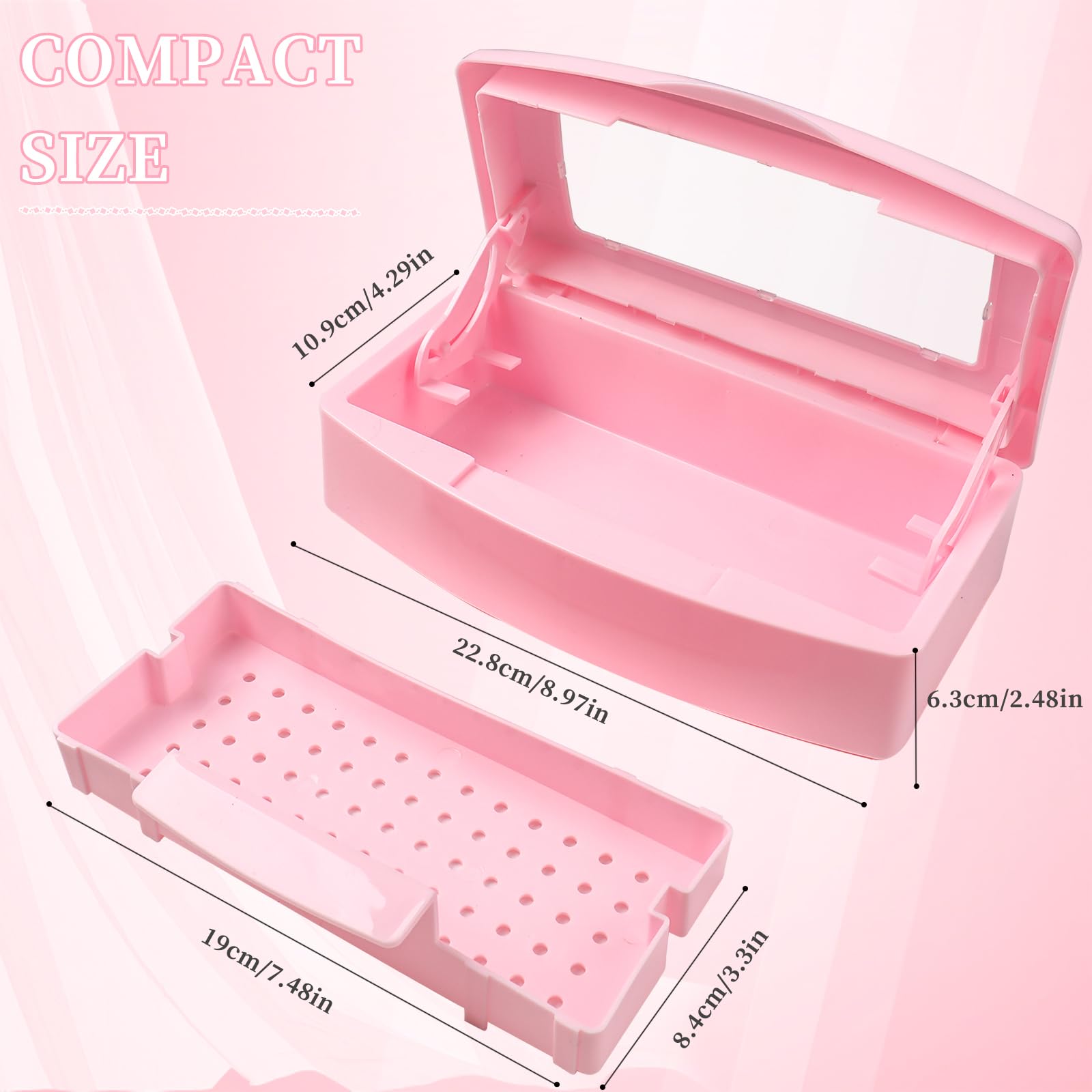 UV Nail Tool Sterilizer Box - Professional Plastic Sterilization Tray for Salon & Spa Equipment - Sanitizing Storage Organizer for Nail Clippers, Tweezers, Eyelash Extensions & Manicure Tools (Pink) - Perfect for Nail Salons, Beauty Spas & Home Manicure Kits
