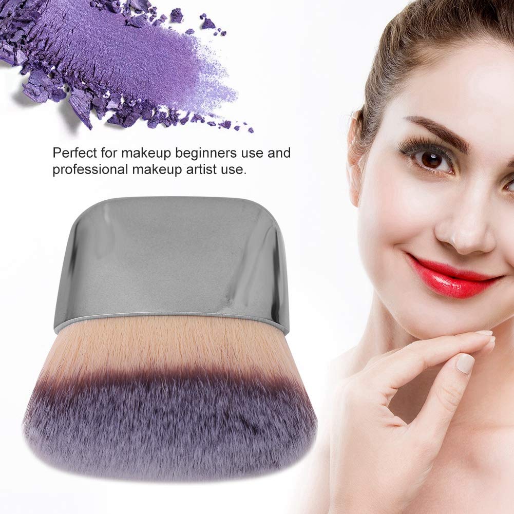 Premium Dual-Ended Makeup Brush - Soft Bristles for Loose Powder & Blush - Perfect for Liquid, Cream & Powder Cosmetics - Professional Beauty Tool for Flawless Blending (Silver) - Ideal for Everyday Makeup & Travel Touch-Ups