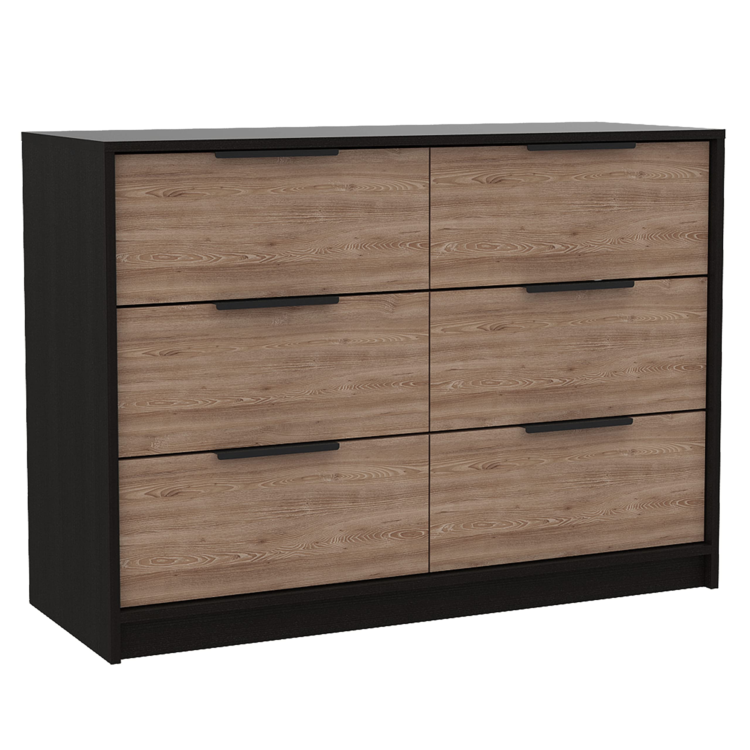 Egeo 4 Drawer Black Wooden Dresser with Wengue Pine Finish - Perfect for Bedroom Storage, Living Room Organization & Home Decor