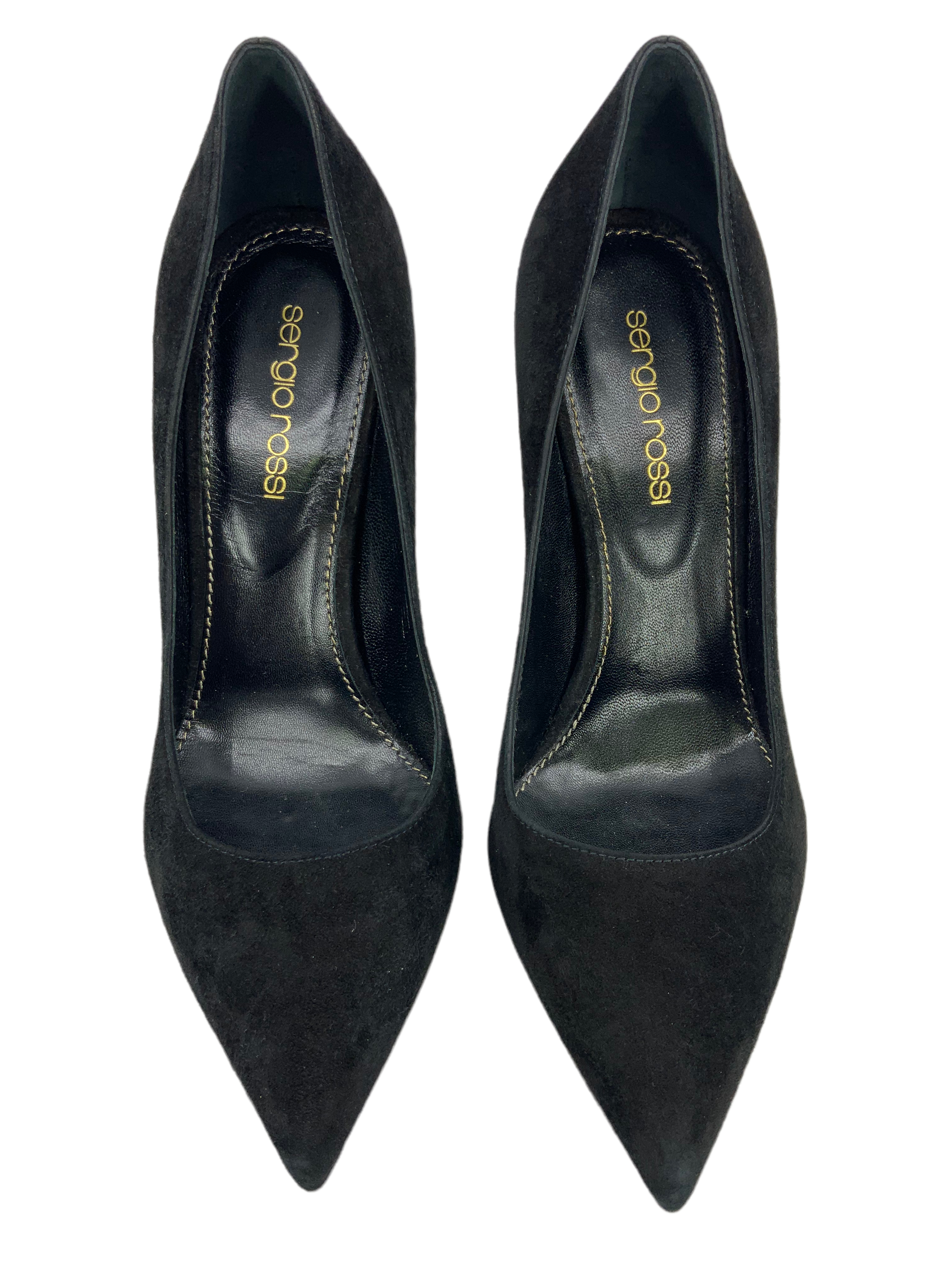 Sergio Rossi Women's Suede Pointed Toe Classic Pumps - Size 6 | Elegant High Heel Dress Shoes for Work, Party & Special Occasions