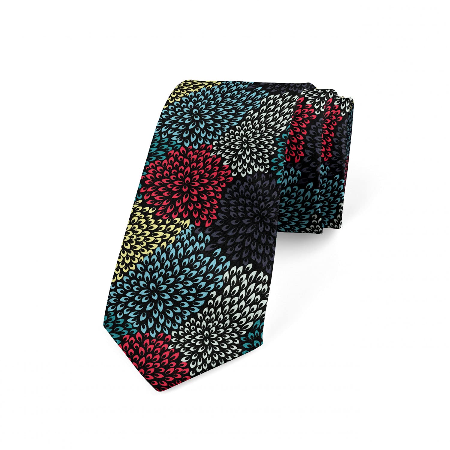 Ambesonne Floral Print Necktie - 3.7