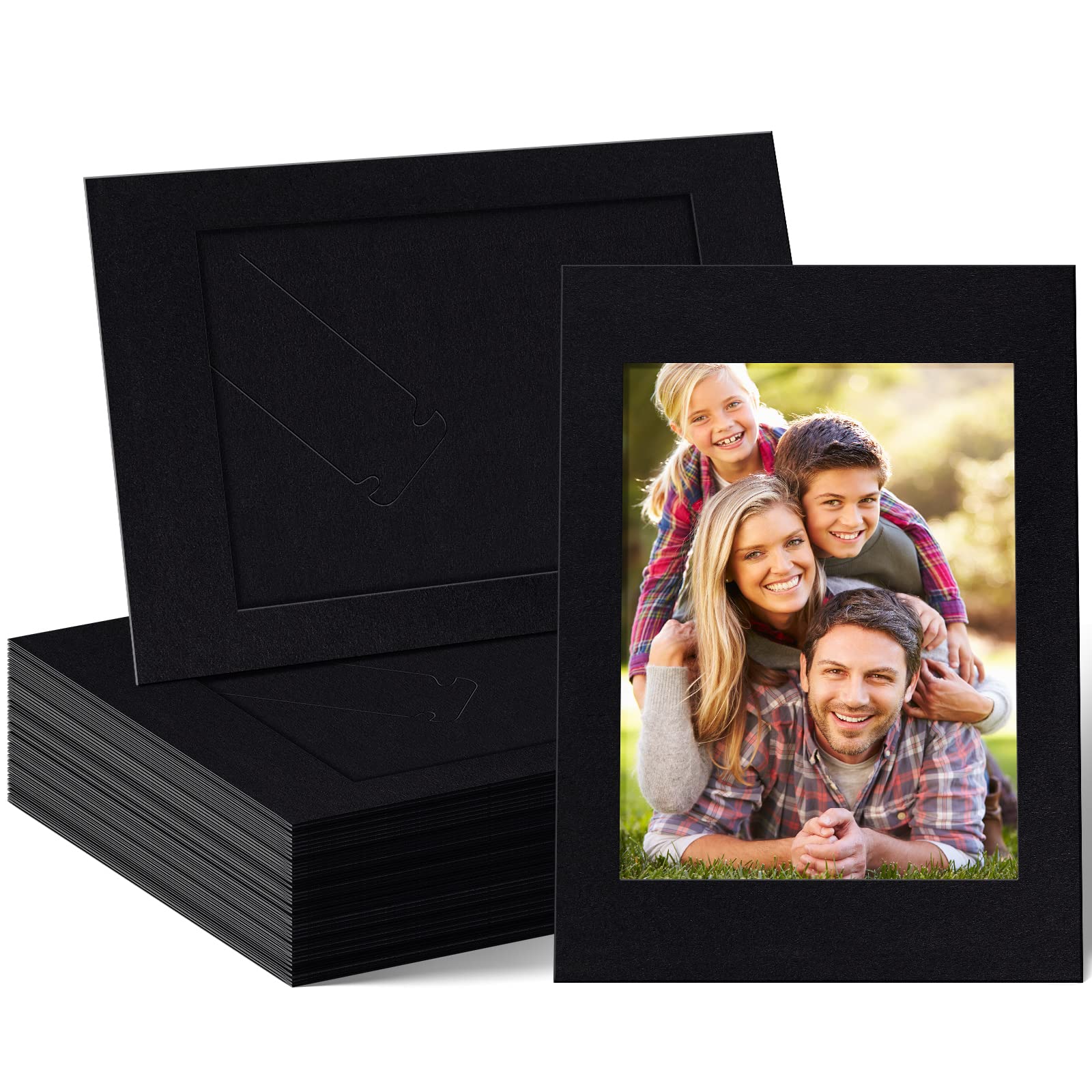 Juexica 100-Pack 4x6 Black Cardboard Photo Frames with Easel Stand - DIY Picture Frames for Family Photos, Art Displays, Christmas Decor, Graduation & Wedding Memories - Perfect for Home, Office & Event Decorations