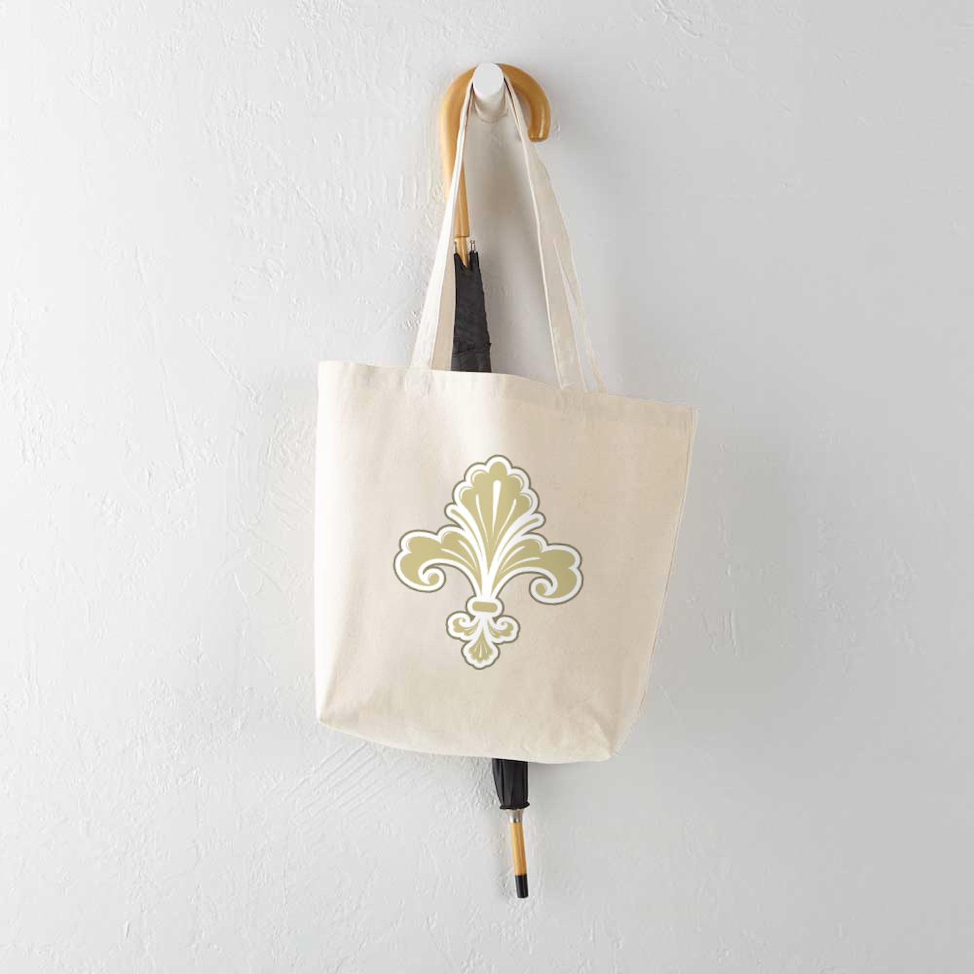 Fleur De Lis Tote Bag - Natural Canvas Reusable Shopping Bag for Groceries, Beach & Everyday Use | Eco-Friendly Cotton Tote with Stylish Design