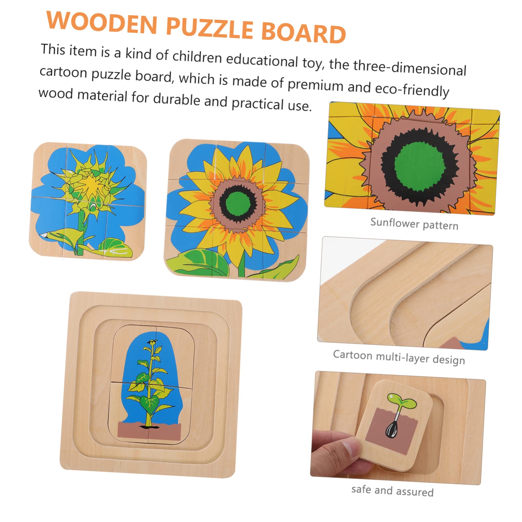 TOYANDONA Sunflower Life Cycle Puzzle Set - 3D Layered Wooden Educational Toy for Kids, Montessori Learning Activity, Children's Developmental Puzzle Game | Perfect for Homeschooling, Classroom Science Lessons & Toddler Cognitive Development
