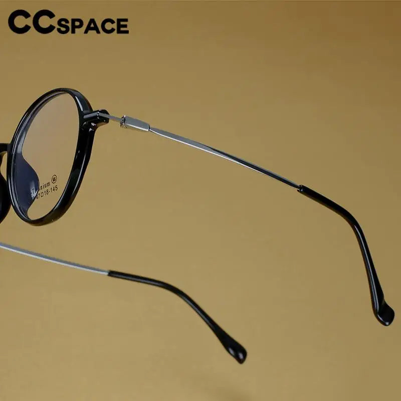 CCspace Unisex Full Rim Round TR90 Titanium Eyeglasses 57098 - Lightweight & Durable Glasses for Work, Reading & Everyday Use