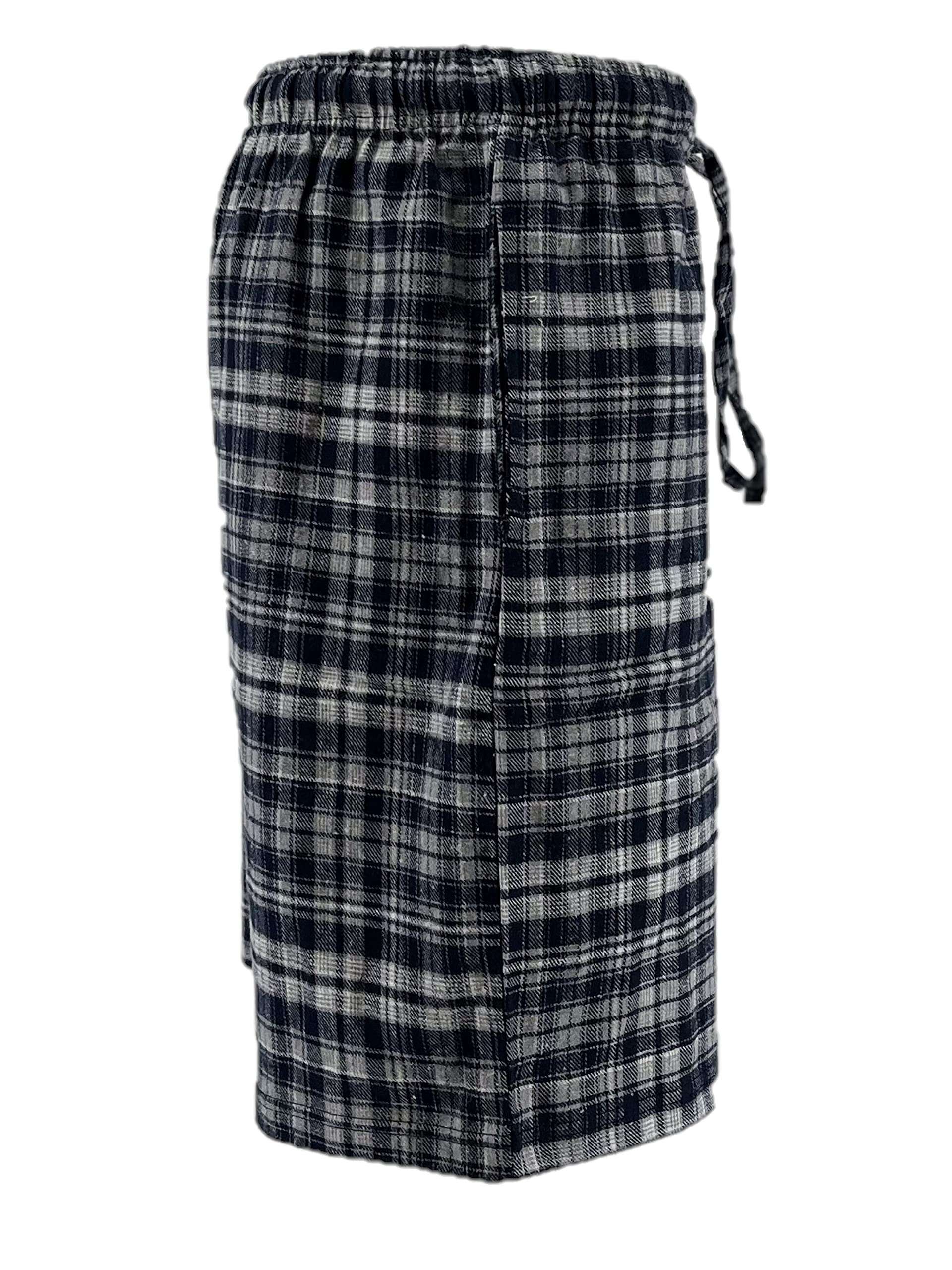 Men's Flannel Pajama Shorts - Super Soft Cotton Plaid Sleep Shorts with Pockets & Adjustable Drawstring - Perfect for Lounging, Sleeping & Home Comfort