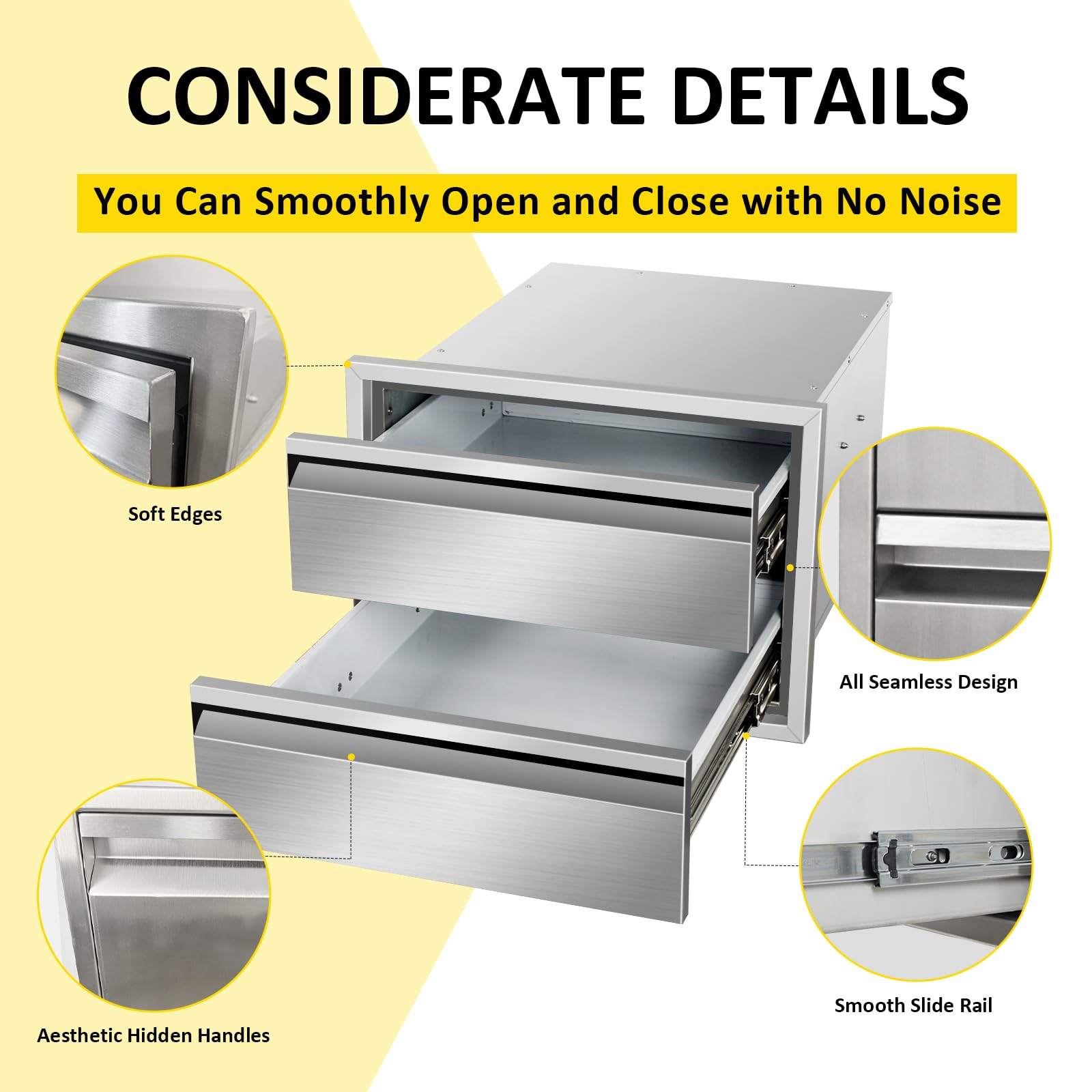 Stainless Steel Triple BBQ Drawers 18