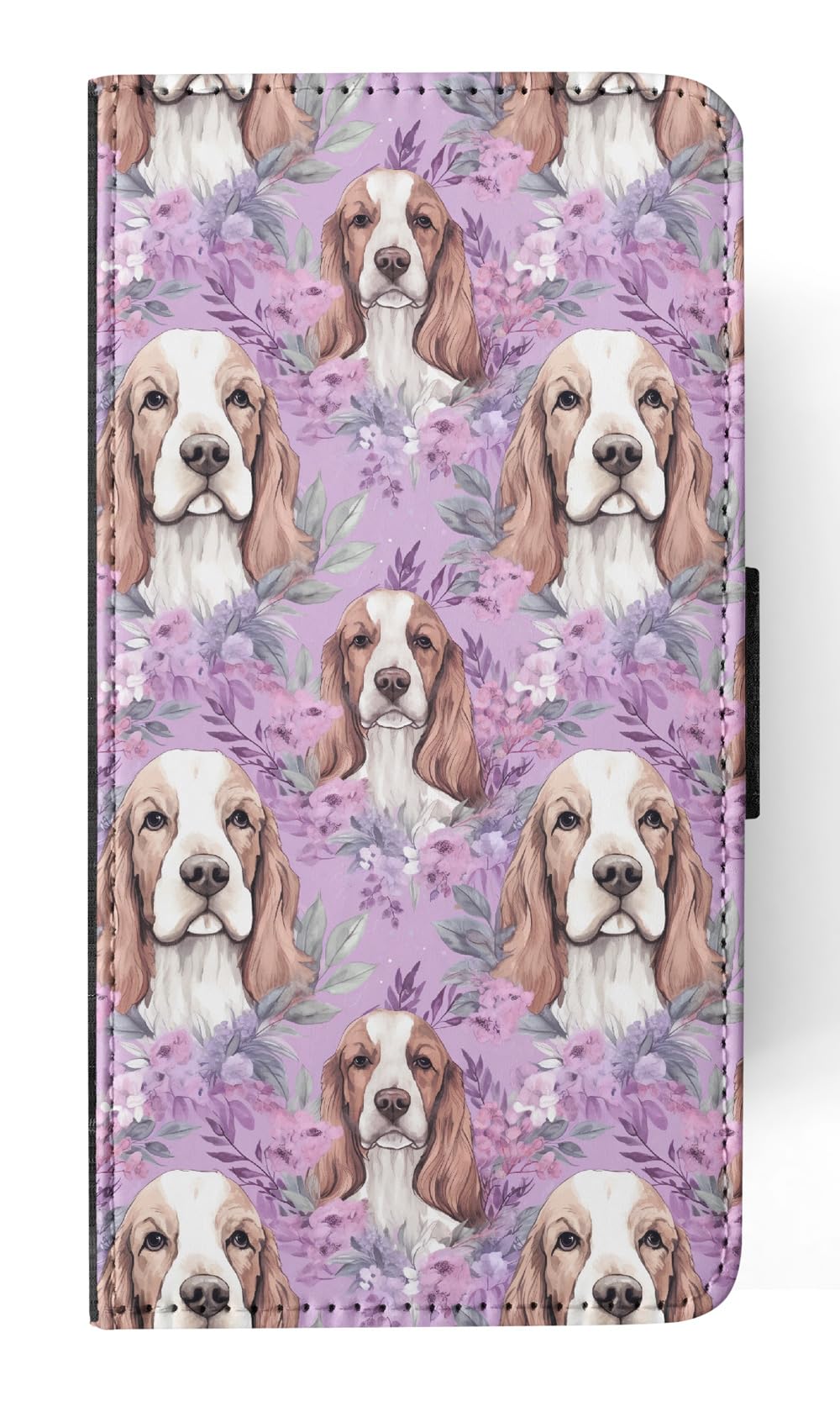 Faux Leather Flip Wallet Phone Case for Apple iPhone 14 Plus - Grand Basset Griffon Vendeen Puppy Dog Pattern | Slim Protective Cover with Card Slots | Perfect for Daily Use, Travel & Shopping