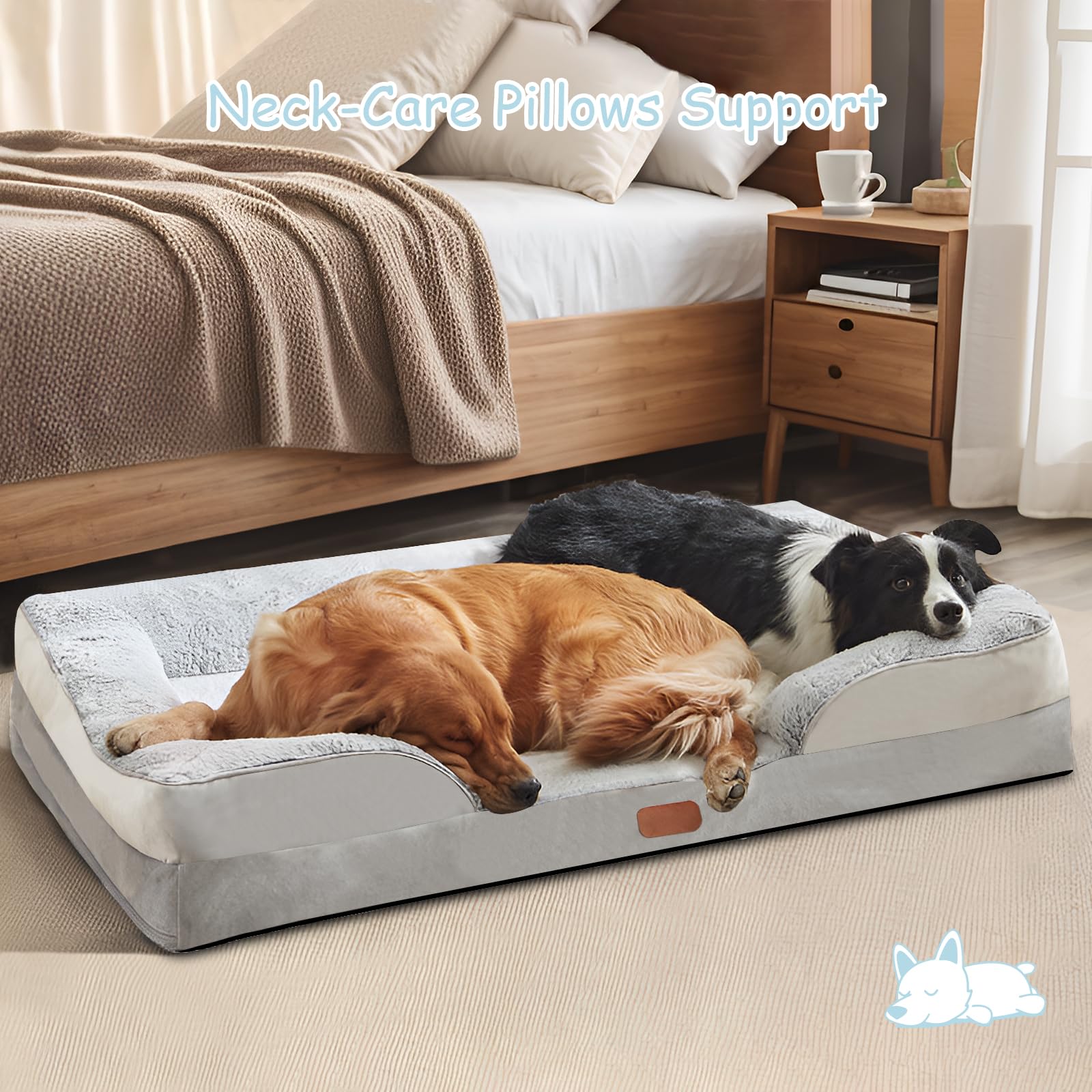 Orthopedic Medium Dog Bed - Waterproof Memory Foam Support for Joint Pain, Removable Washable Cover with Non-Slip Bottom - Perfect for Large Crates, Living Room & Senior Dogs (Medium, Grey)