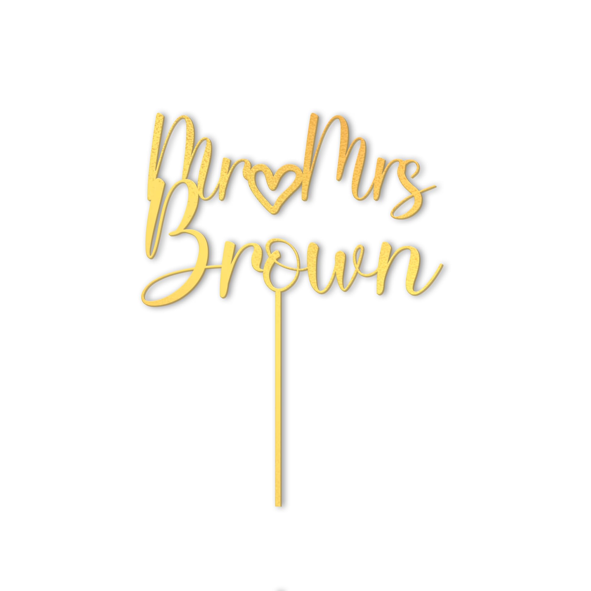 Elegant Heart Wedding Cake Toppers in Gold, Silver & Black - Mr & Mrs Personalized Cake Decorations for Weddings & Anniversaries (CT17) - Perfect for Romantic Celebrations, Bridal Showers & Vow Renewals