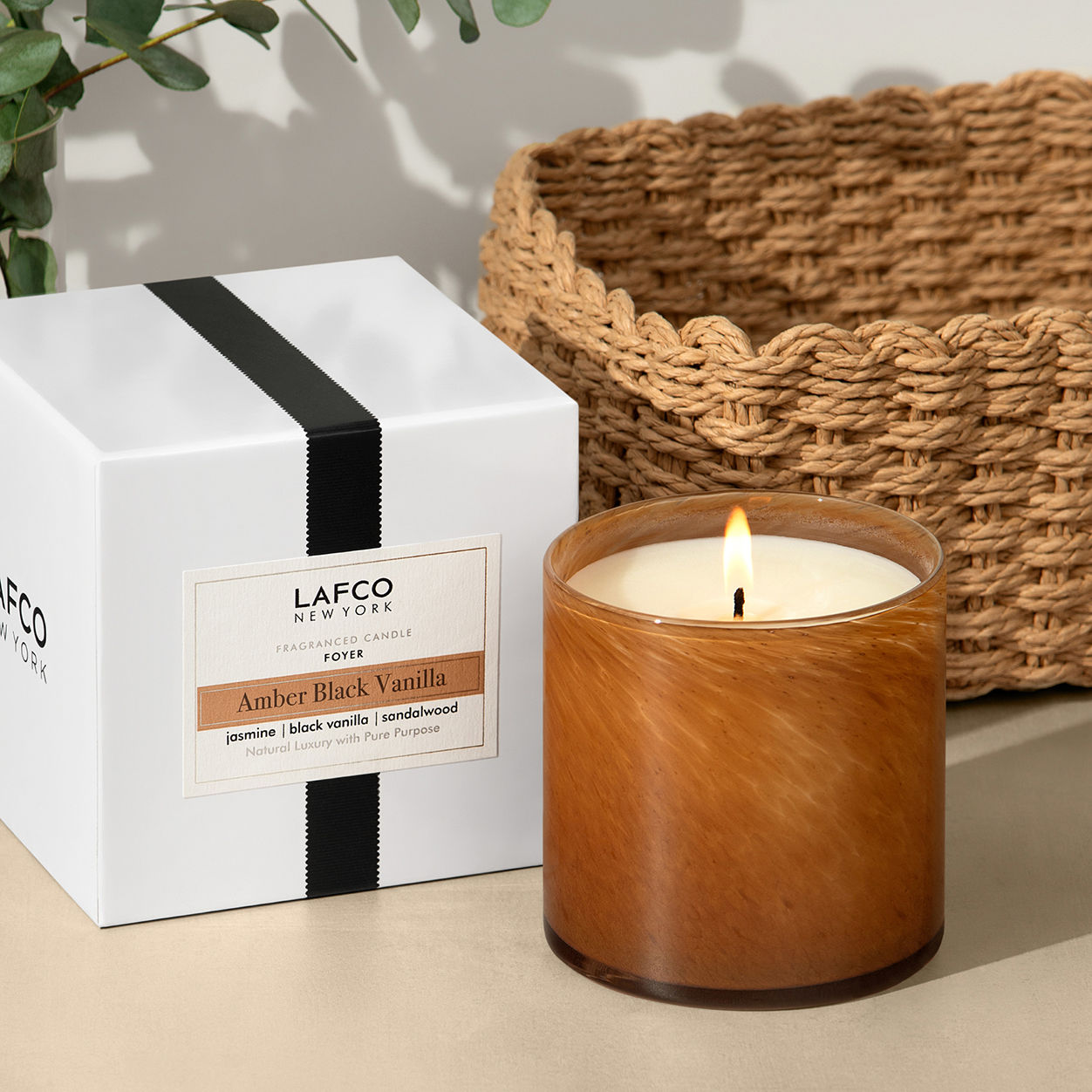 Amber Black Vanilla Signature Scented Candle - Handmade Soy Wax Candle for Home, Relaxation & Romantic Ambience - Perfect for Bedroom, Bathroom & Gift Giving