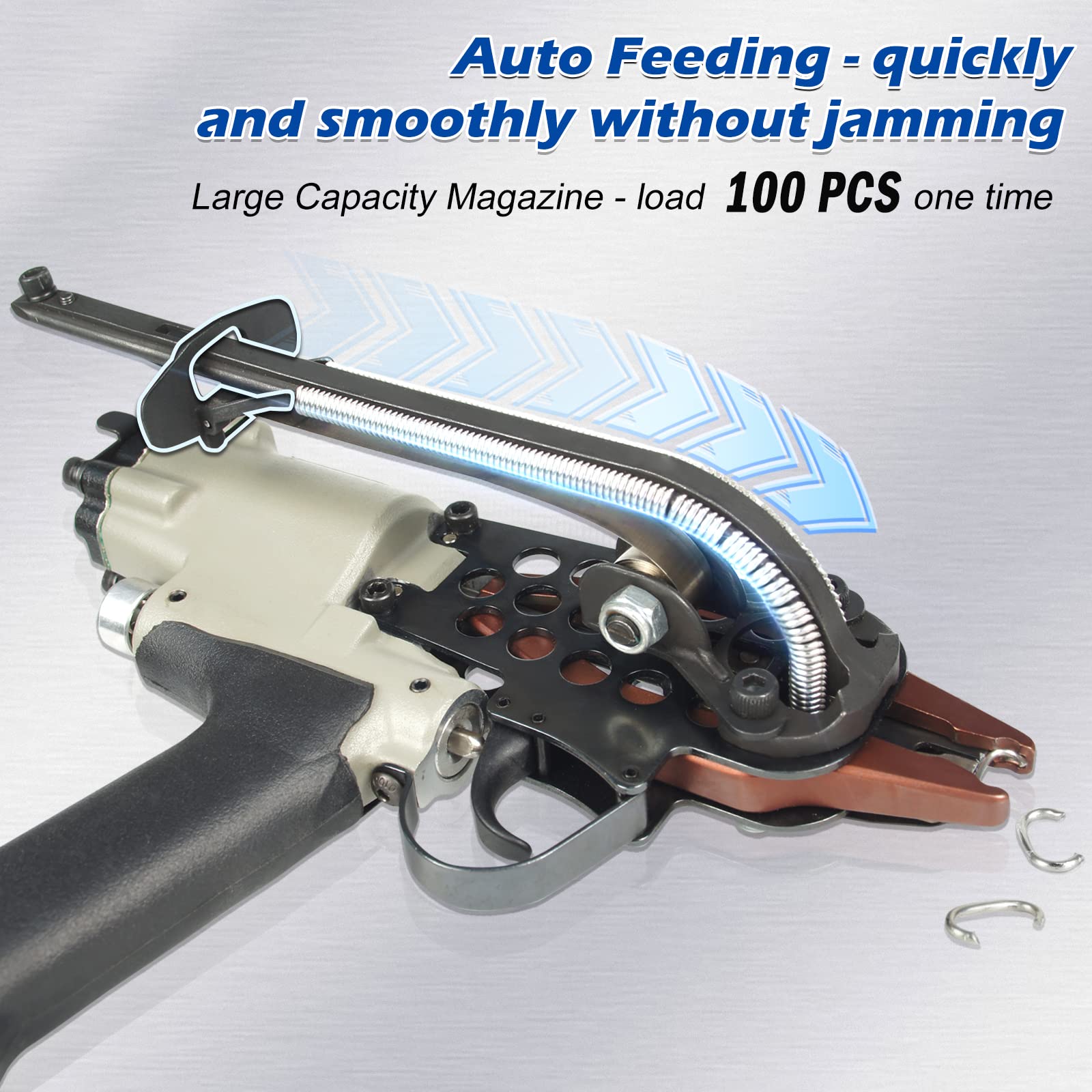 **Woodpecker C-760A 16 Gauge 1/2-Inch 3.0-4.8mm Closure Diameter Pneumatic C-Ring Pliers - Heavy Duty C-Ring Gun for Mattress, Furniture, Upholstery, and Automotive Repair**