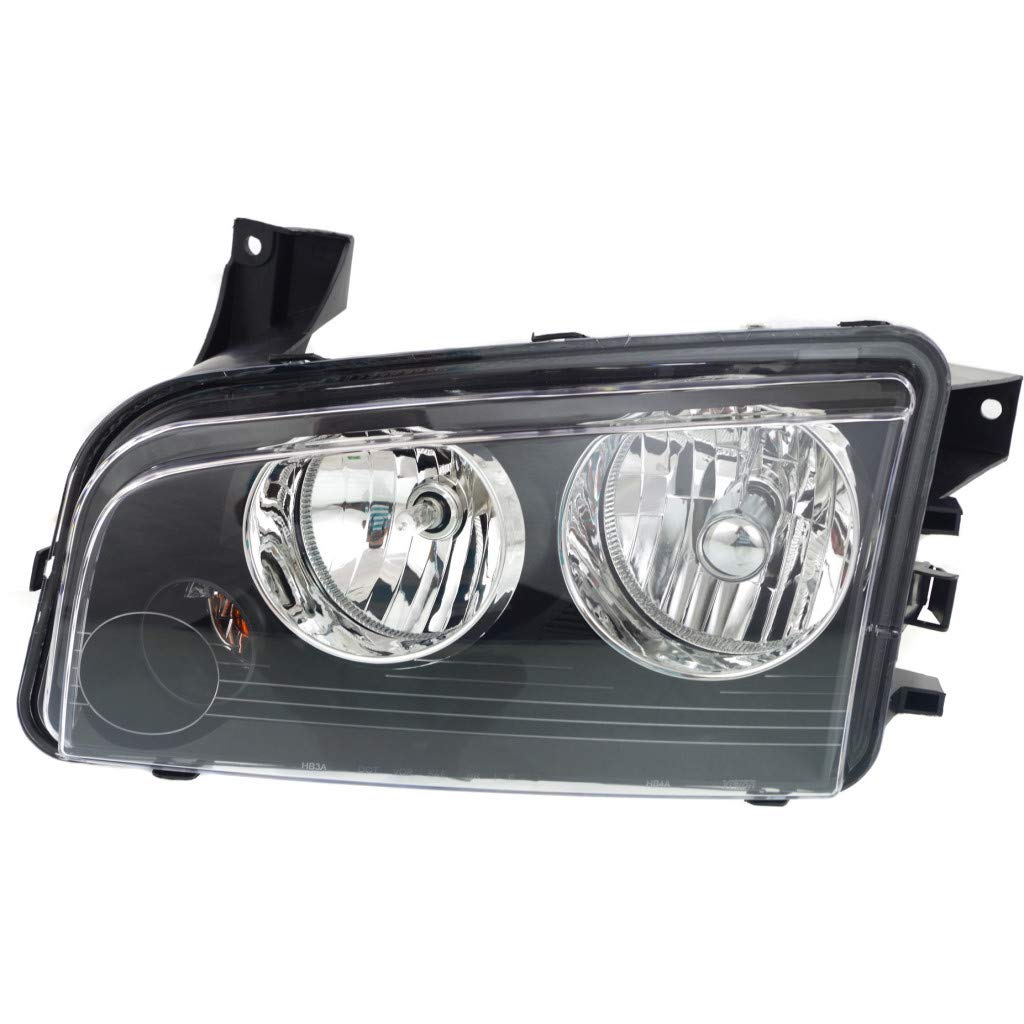 2007-2010 Dodge Charger Driver Side Black Headlight Assembly - CH2502206 / 4806165AJ - Perfect for Night Driving & Car Upgrades