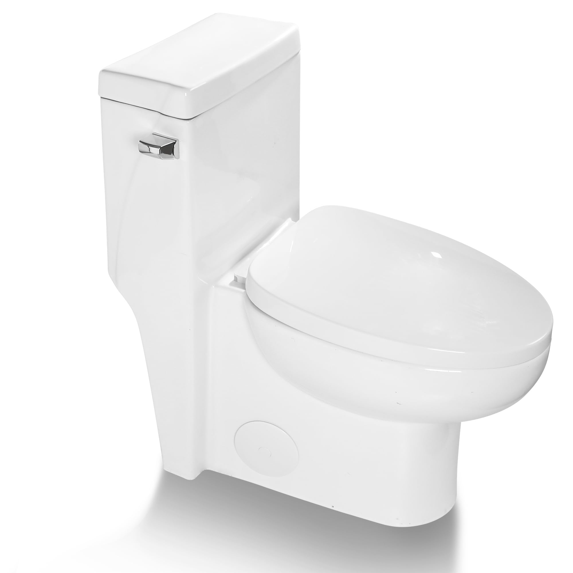 Lordear One Piece Toilet with Comfort Soft Seat - Elongated Single Flush 1.28 GPF White Ceramic Bathroom Toilet, 12
