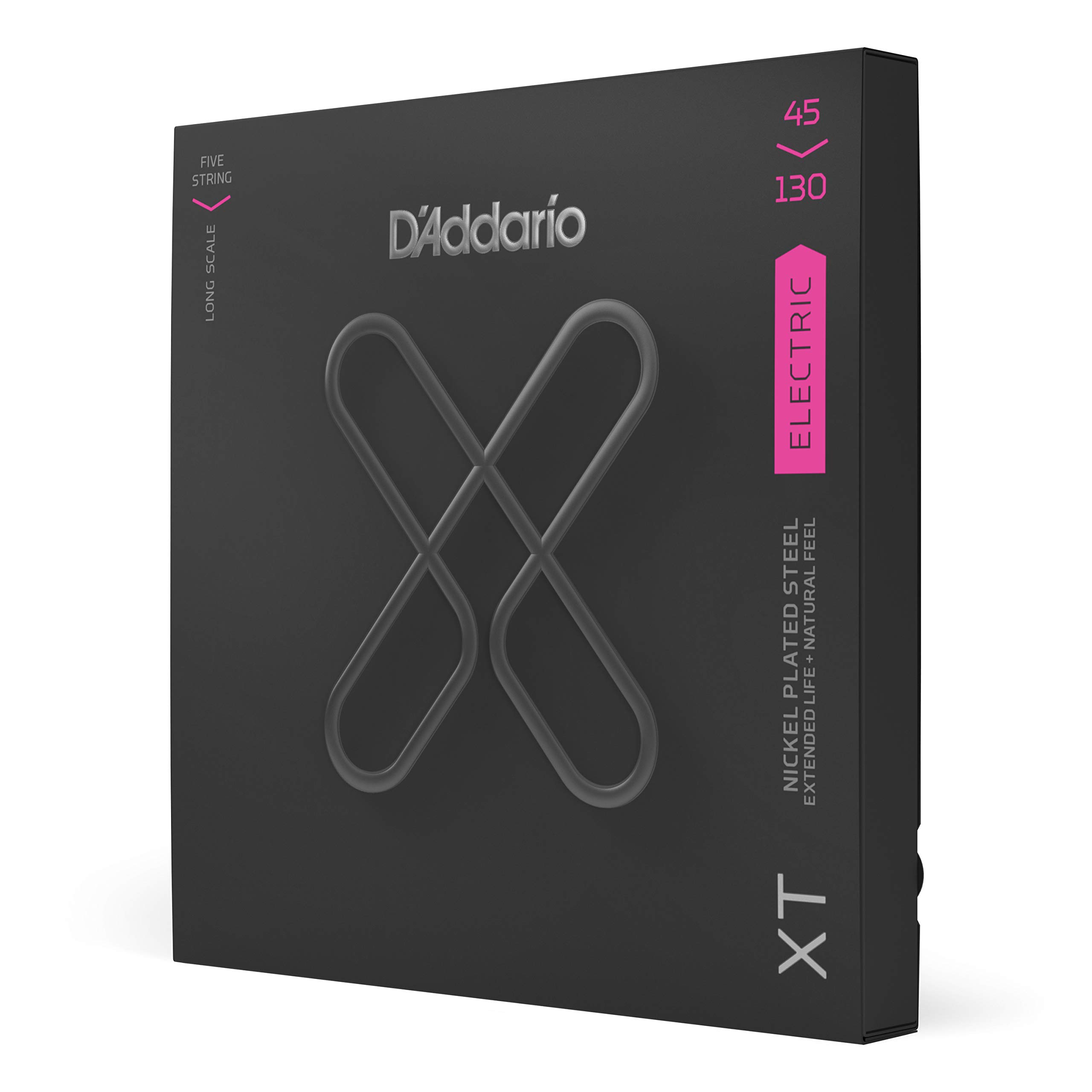 D'Addario XT Coated Bass Strings - 5-String Electric Bass Guitar Strings, Long Scale 45-130 Gauge - Enhanced Durability & Bright Tone for Professional Musicians & Studio Recording