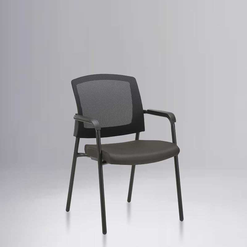 CLATINA Ergonomic Mesh Guest Chair with Arms - Stackable Office Chair for Home, Waiting Room, Lobby, Reception & Conference - No Wheels, Alba Black (1 Pack) - Perfect for Small Spaces & Temporary Seating