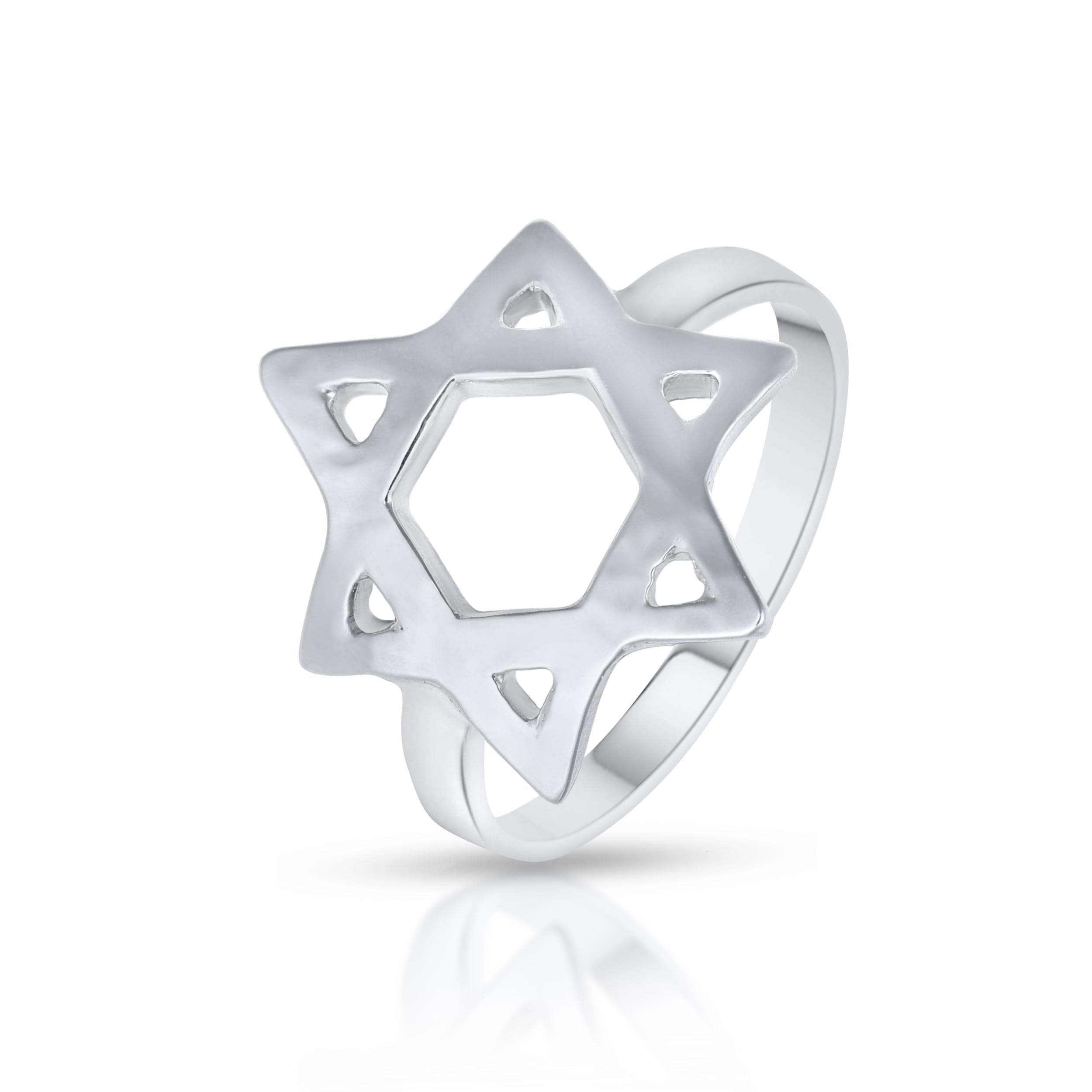 925 Sterling Silver Star of David Hammered Ring - Jewish Magen David Stackable Ring for Women, Size 8 | Non-Tarnish Religious Jewelry for Everyday Wear, Gift Giving & Special Occasions