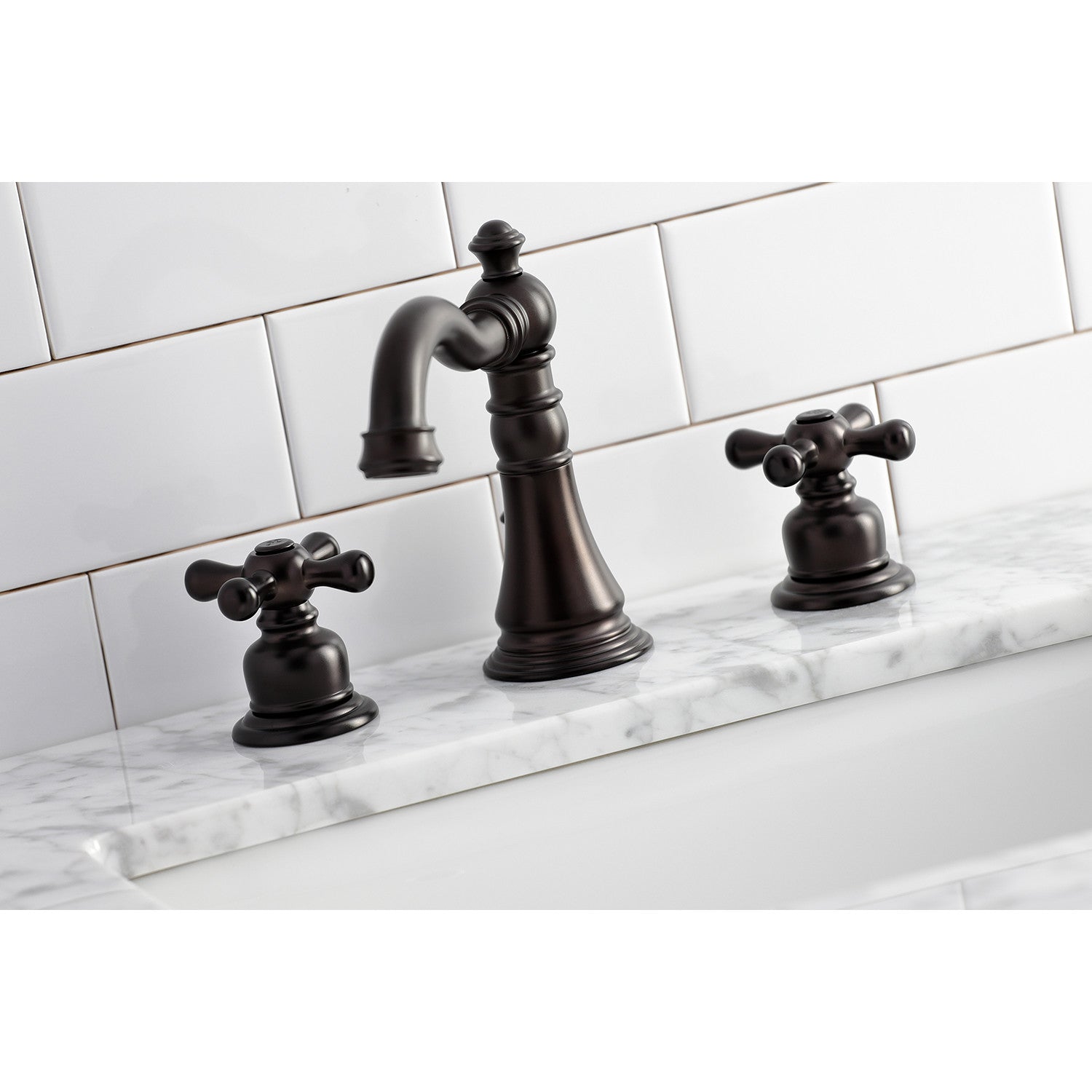 American Classic FSC1975AX Oil Rubbed Bronze Widespread Bathroom Faucet - 2 Handle 3 Hole Deck Mount with Pop Up Drain - Perfect for Modern Bathroom Renovations and Home Upgrades