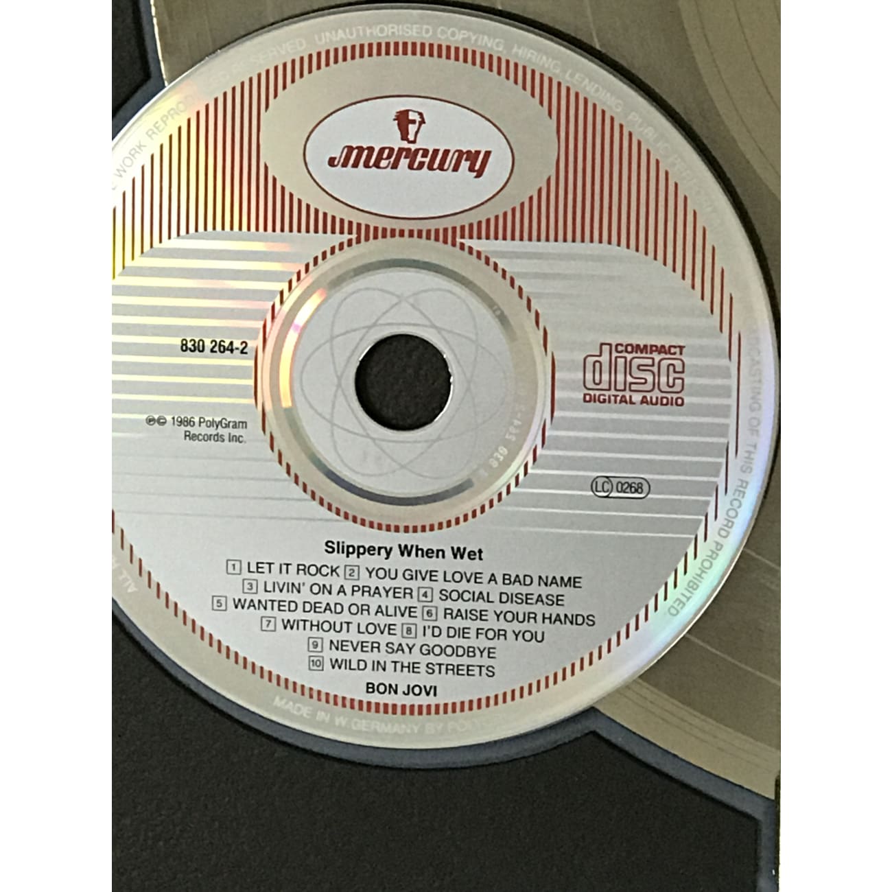 Bon Jovi Slippery When Wet 13x Multi Platinum Album Award - Perfect for Music Collectors & Rock Memorabilia Displays
