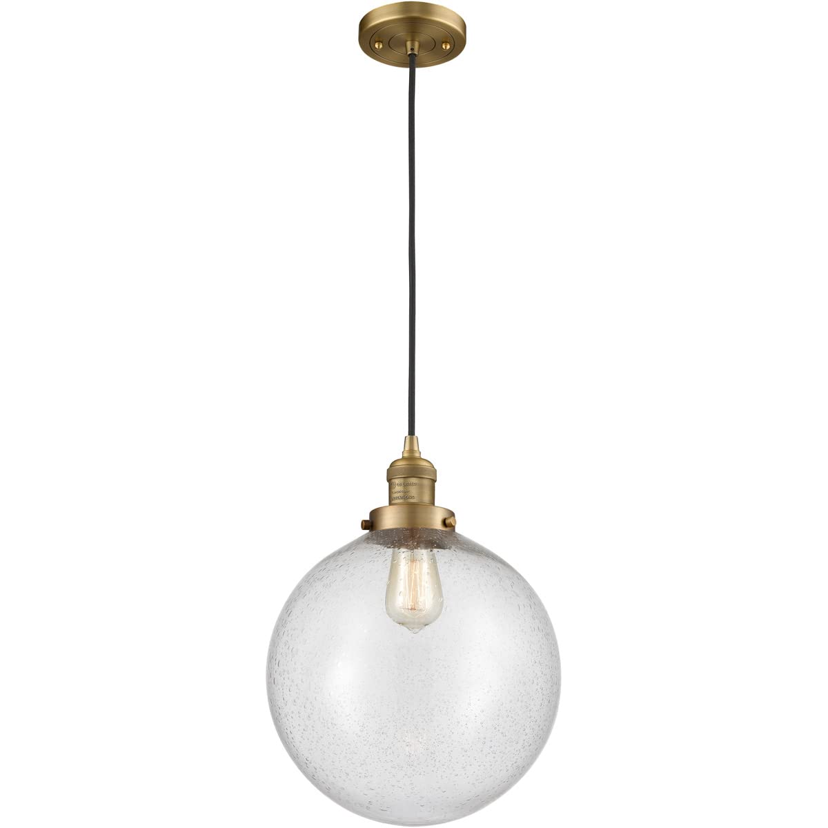 201C-BB-G204-12-LED Bare Bulb 1 Light Cord Set in Brushed Brass Finish - Vintage Edison Style Lighting for Bedroom, Living Room, or Restaurant Decor