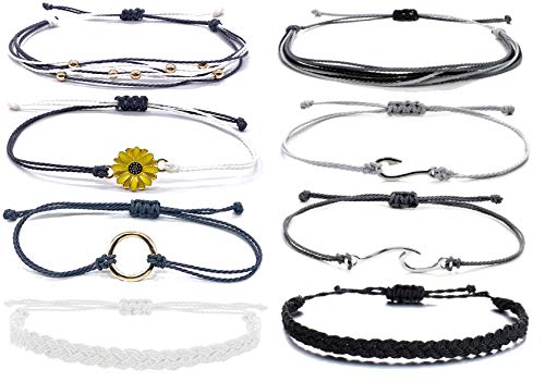 HUASAI Boho String Bracelets for Women & Teen Girls - Waterproof Friendship Bracelet, Handmade Sunflower Anklet - Perfect for Summer Festivals, Beach Parties & Gift Giving