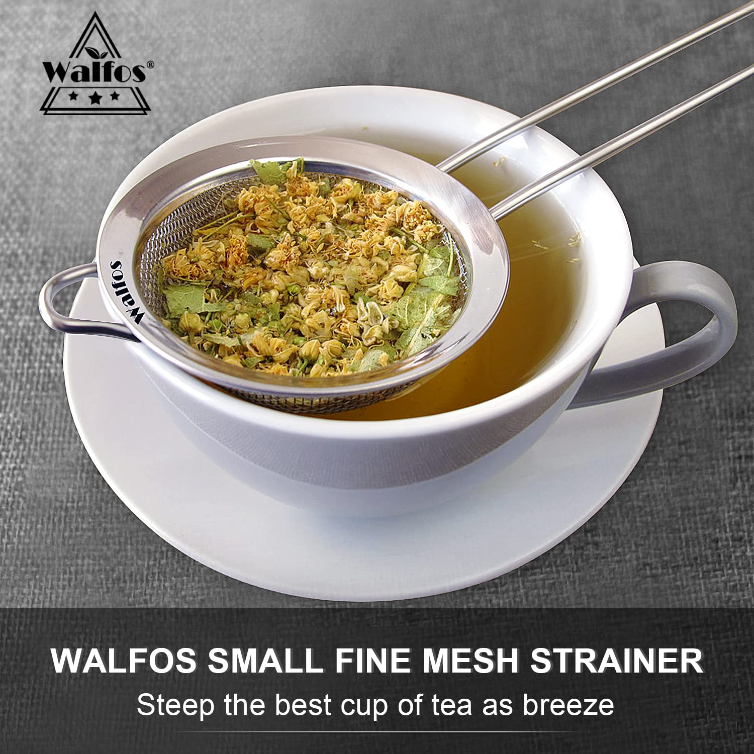 Premium Stainless Steel Fine Mesh Strainers Set - 3 Sizes with Reinforced Frame & Sturdy Handle for Sifting, Straining, Draining - Ideal for Vegetables, Pasta, Tea, Baking & Kitchen Use