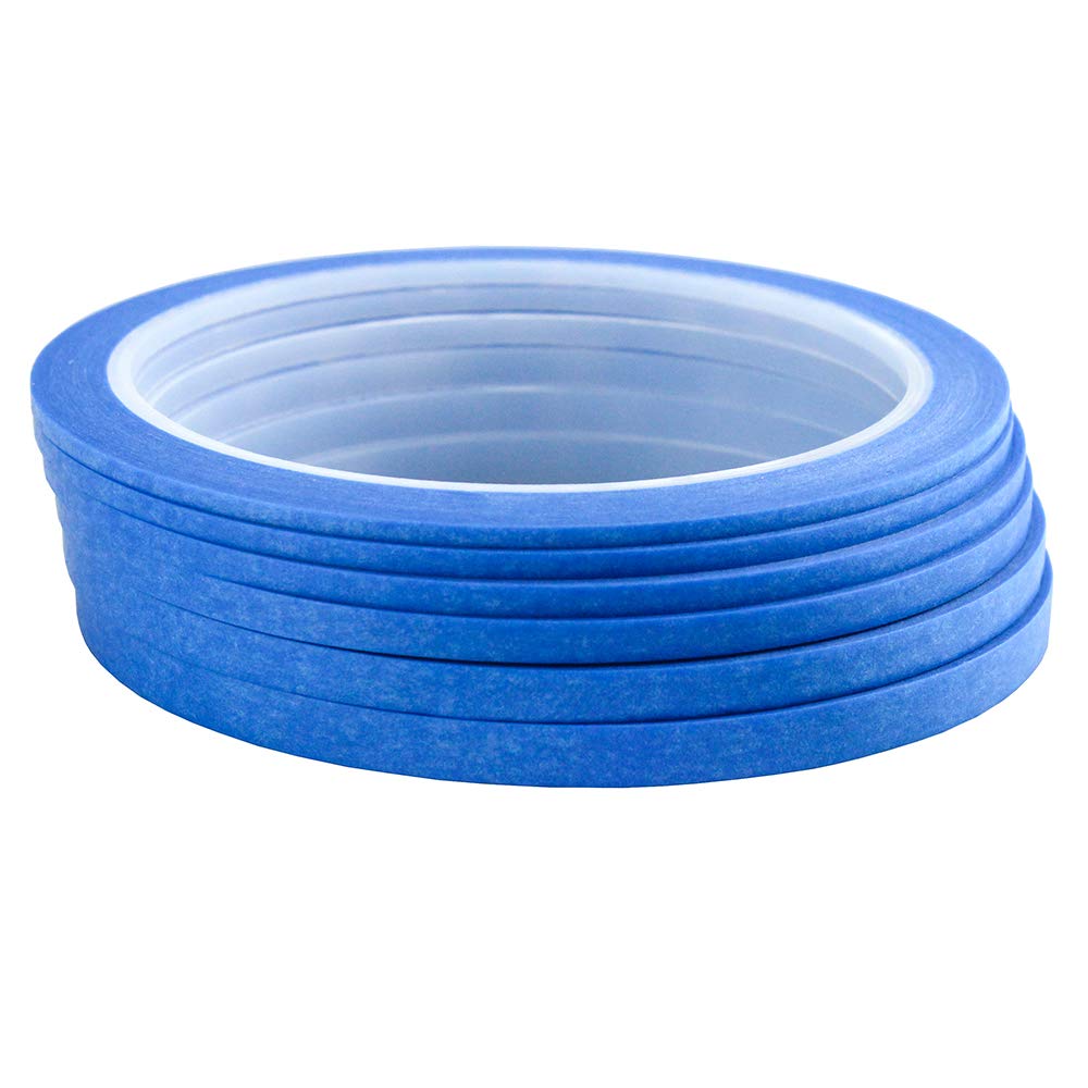 6 Rolls Decorative Washi Masking Tape Set - 2mm to 6mm Widths (Blue, 25m Each) for DIY Crafts, Scrapbooking, Nail Art & Bullet Journaling - Perfect for Gift Wrapping, Home Decor & School Projects