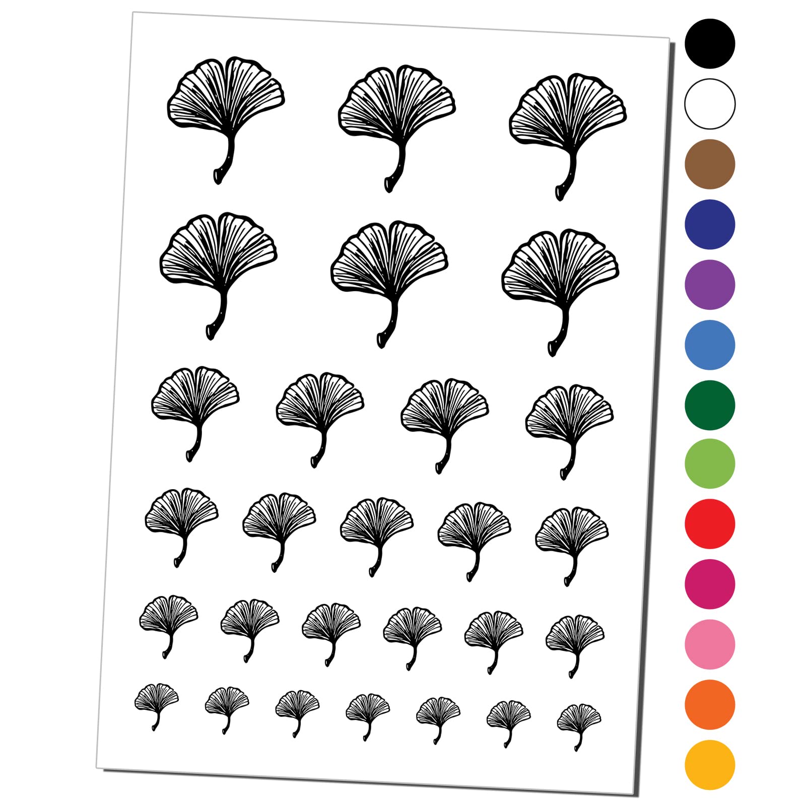 Hand Drawn Ginkgo Leaf Temporary Tattoo Set - Waterproof Fake Body Art Stickers for Women & Men - Black Doodle Design (1 Sheet) - Perfect for Festivals, Parties & Summer Beach Looks