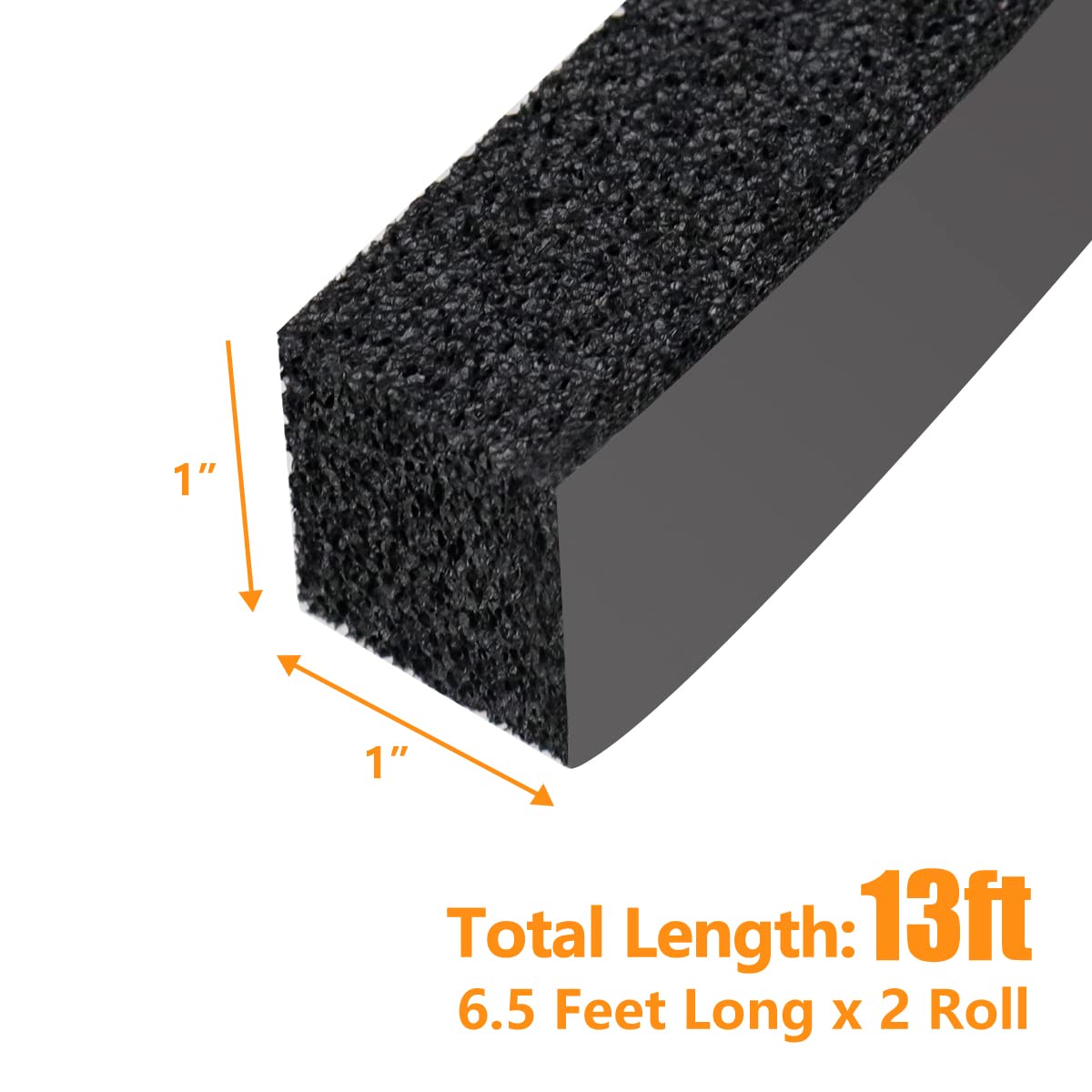 LBG 1 Inch Wide x 1 Inch Thick High Resilience Window Air Conditioner Foam Insulating Strip - 6.5 Feet Long (2 Rolls) for Energy Efficiency & Noise Reduction - Perfect for Home, Office & RV Window Seal Weatherproofing
