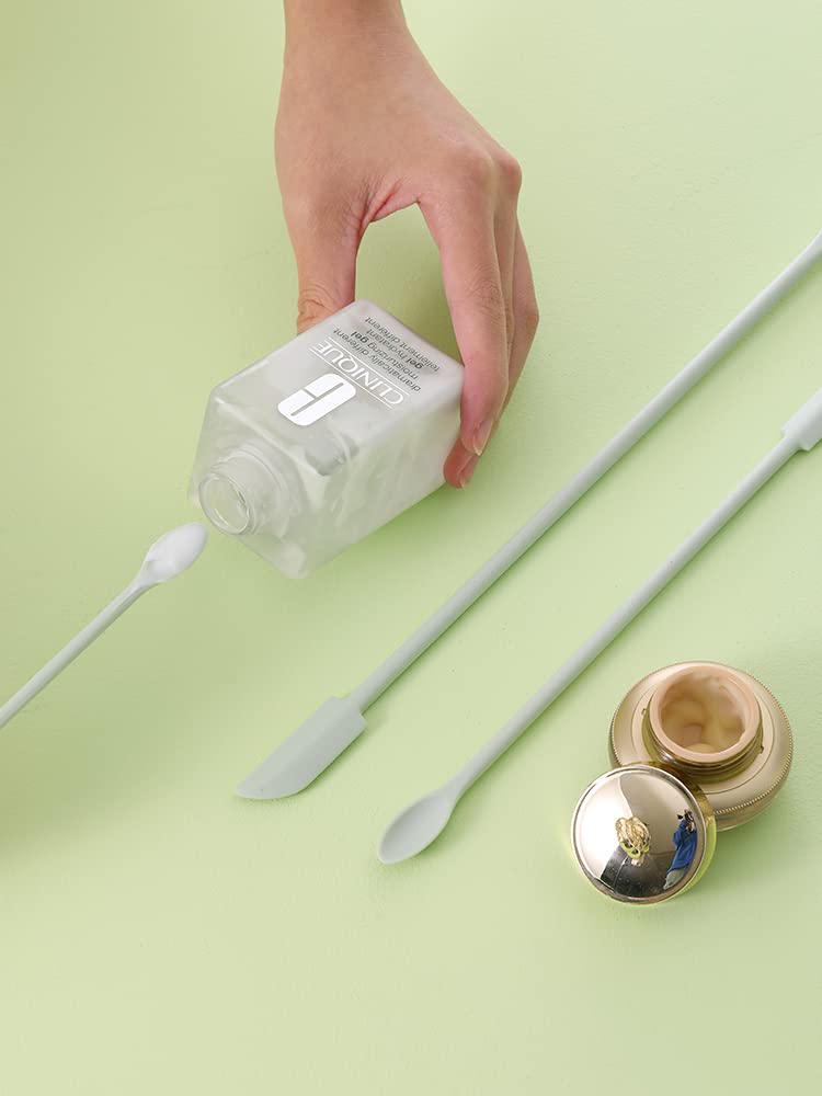 Premium Silicone Spatula Set (3 Pcs) - Mini Cosmetic Makeup Spatulas for Foundation Cream & Skincare Jars - Double-Headed Small/Medium/Large - Green - Perfect for Travel Kits & Home Beauty Organization