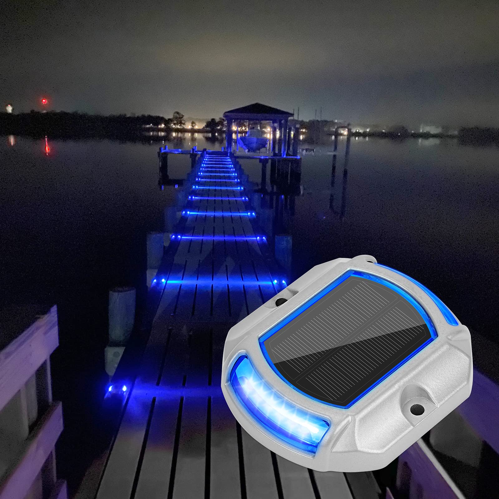 VOLISUN 12 Pack Solar Driveway Lights - 2 Color Changing LED Solar Powered Waterproof Outdoor Step Lights for Driveway, Sidewalk, Pathway - Perfect for Home Security and Nighttime Safety