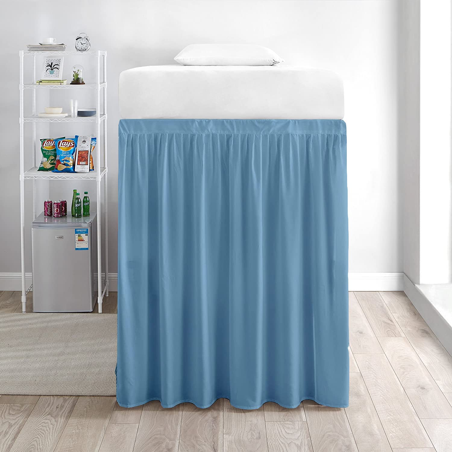 Extra Long Twin-XL Dorm Bed Skirt - 100% Brushed Microfiber College Dorm Room Bedding - 30