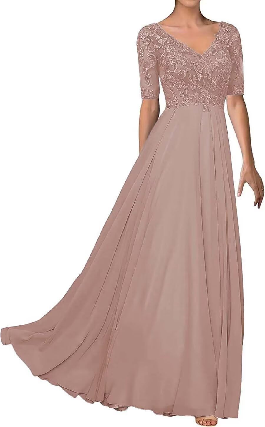 Elegant Chiffon Mother of The Bride Dress with Lace Appliques - Wedding Gown for Mother of The Groom - Perfect for Formal Weddings, Receptions & Special Occasions